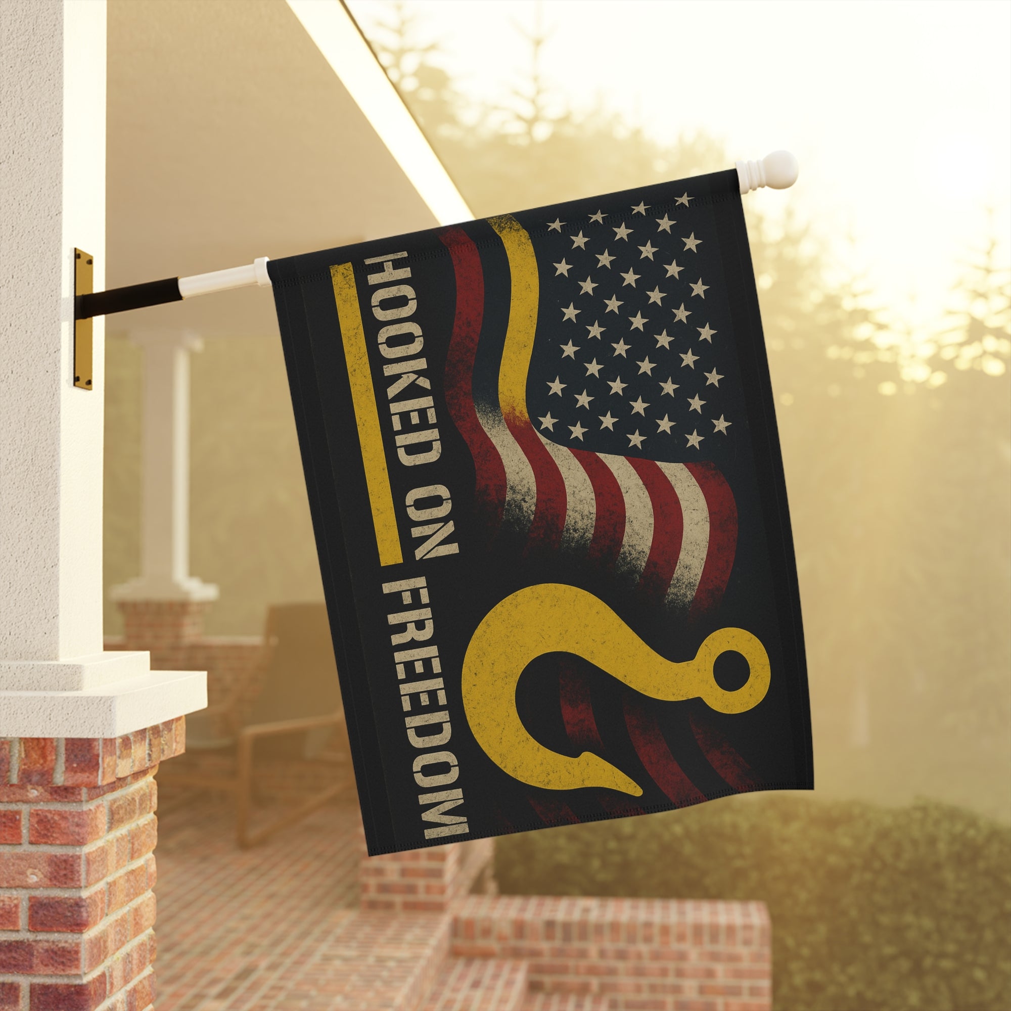 Hooked On Freedom Towing Garden Flag - Double-side print