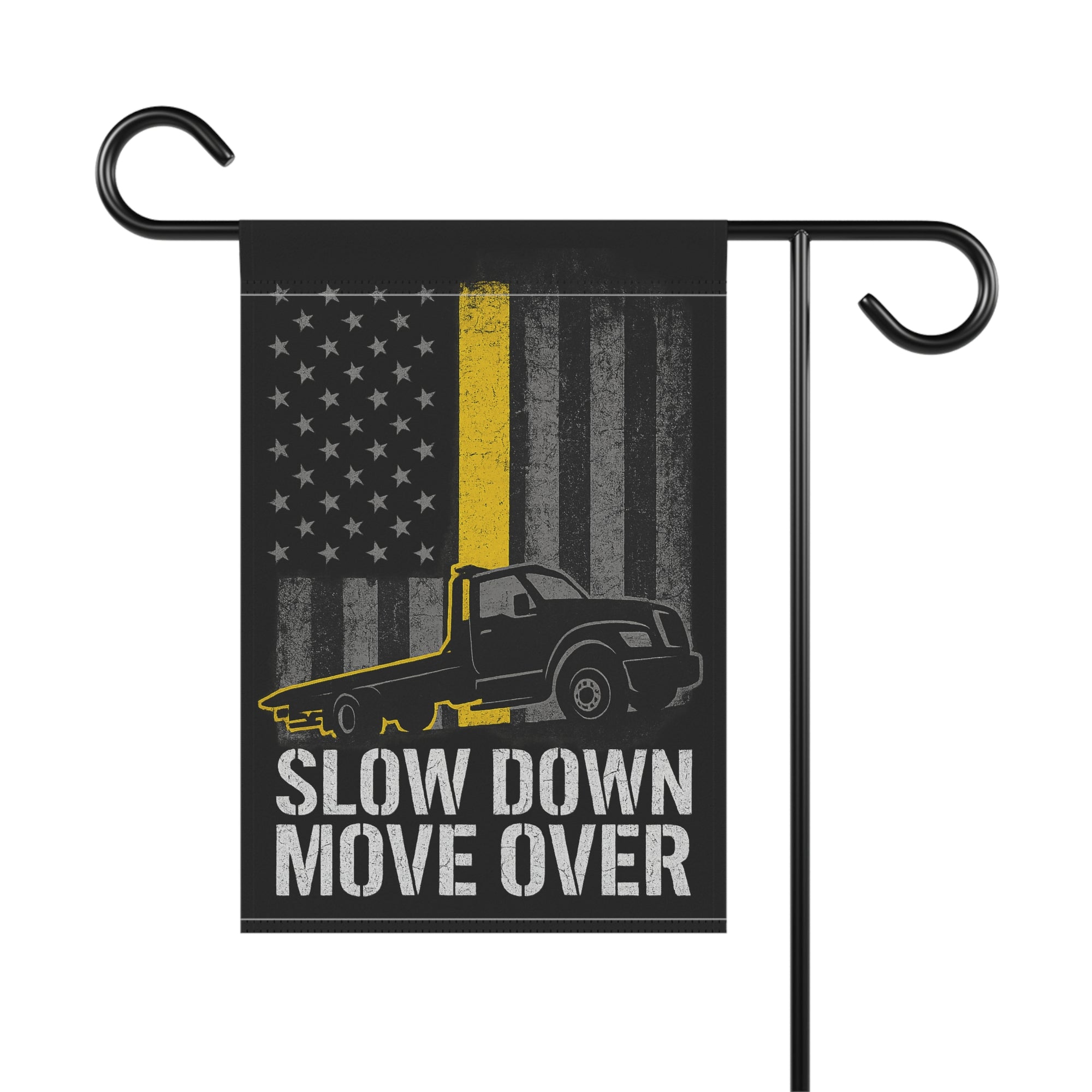 Slow Down Move Over Thin Yellow Line Garden Flag – Double-Sided Print