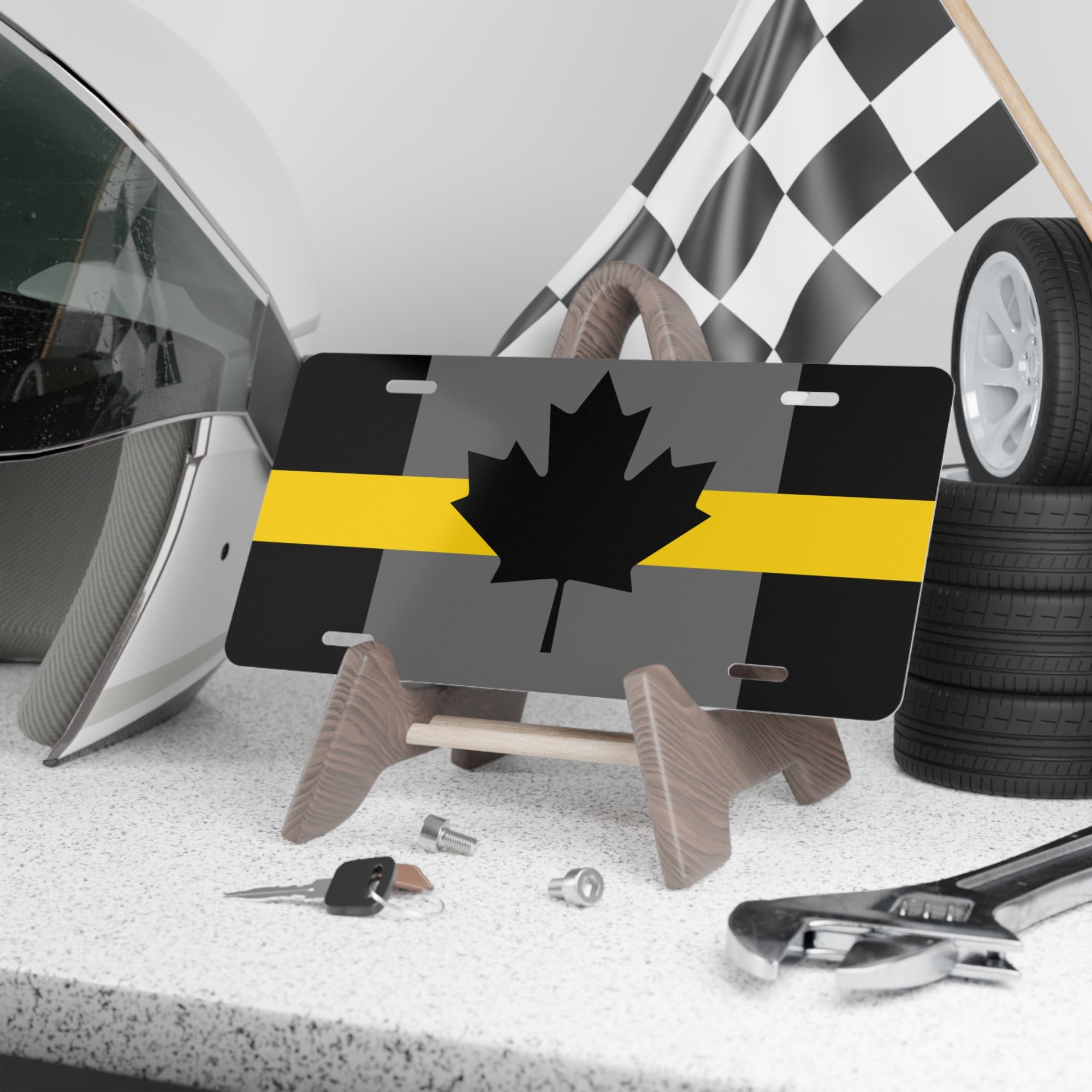 Thin Yellow Line Canada Maple Leaf Vanity Plate
