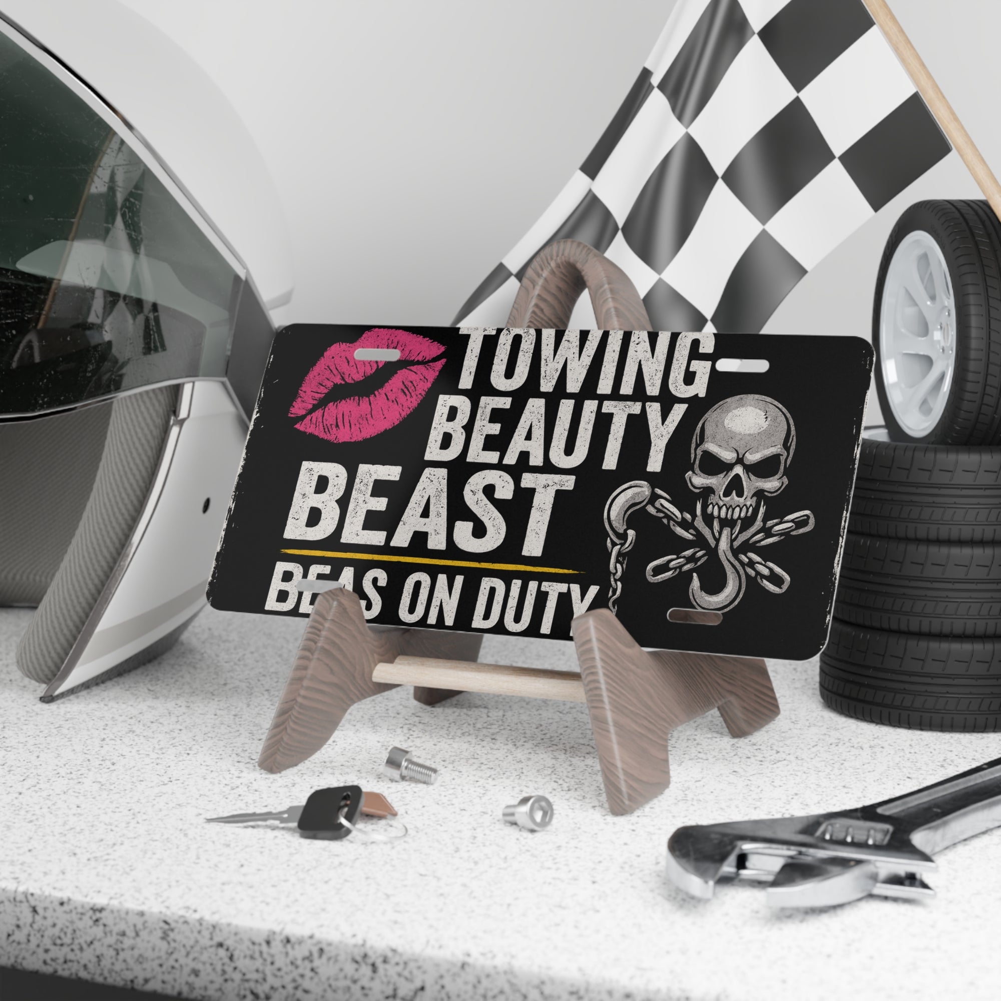 Towing Beauty & Beast on Duty Vanity Plate