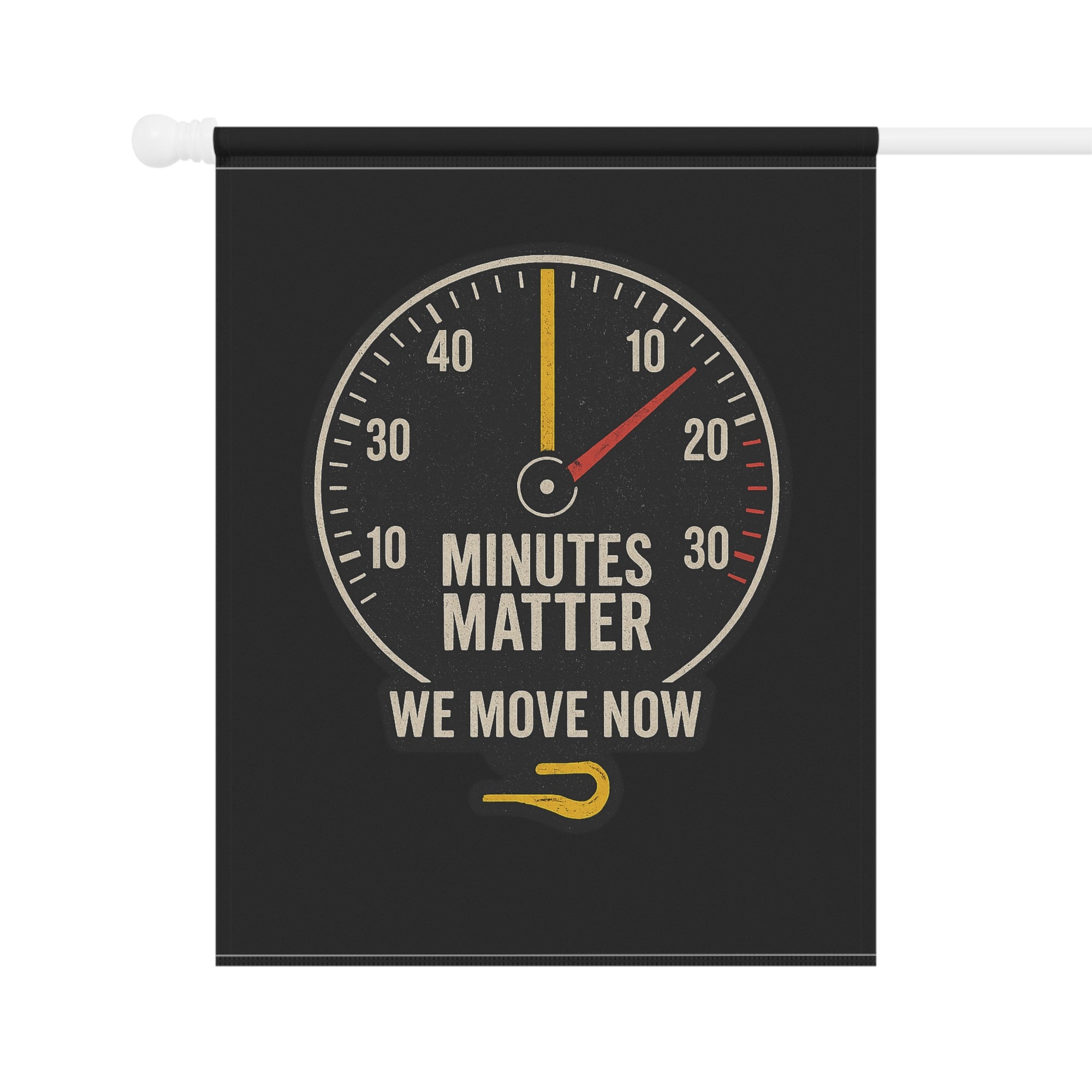 Minutes Matter Garden Flag Tow Truck Thin Yellow Line - Double-side print