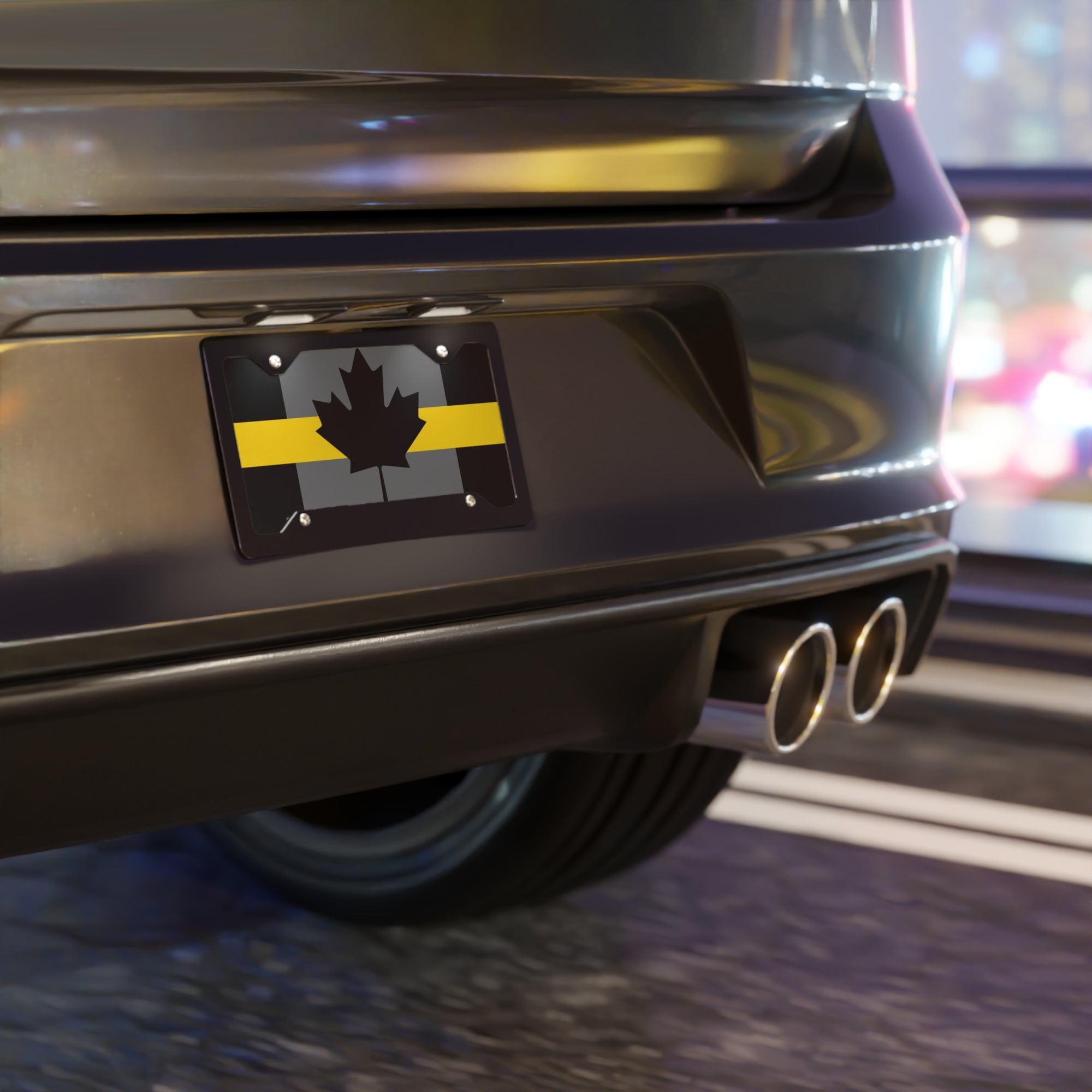 Thin Yellow Line Canada Maple Leaf Vanity Plate