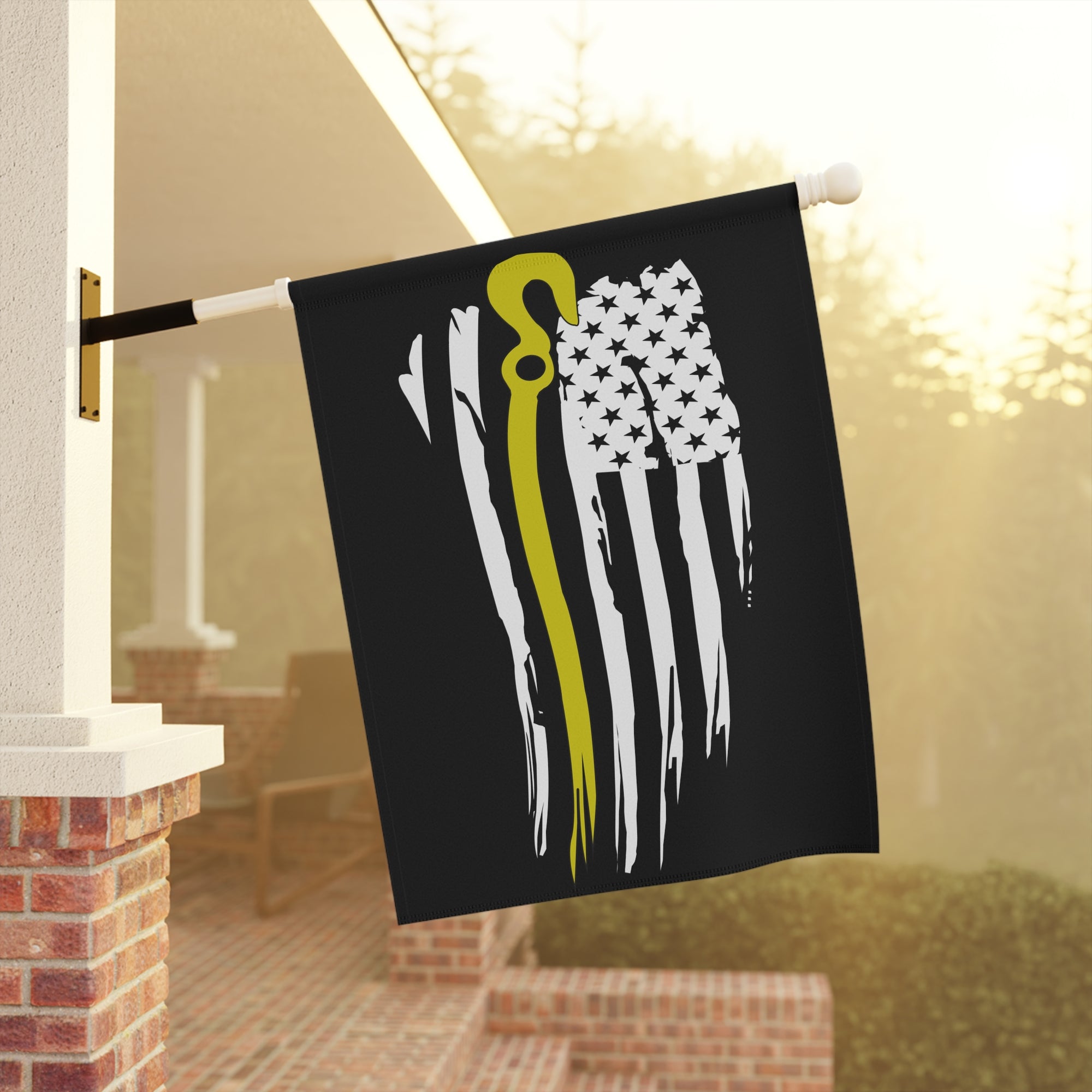 Thin Yellow Line J-Hook Towing Garden Flag - Double-side print
