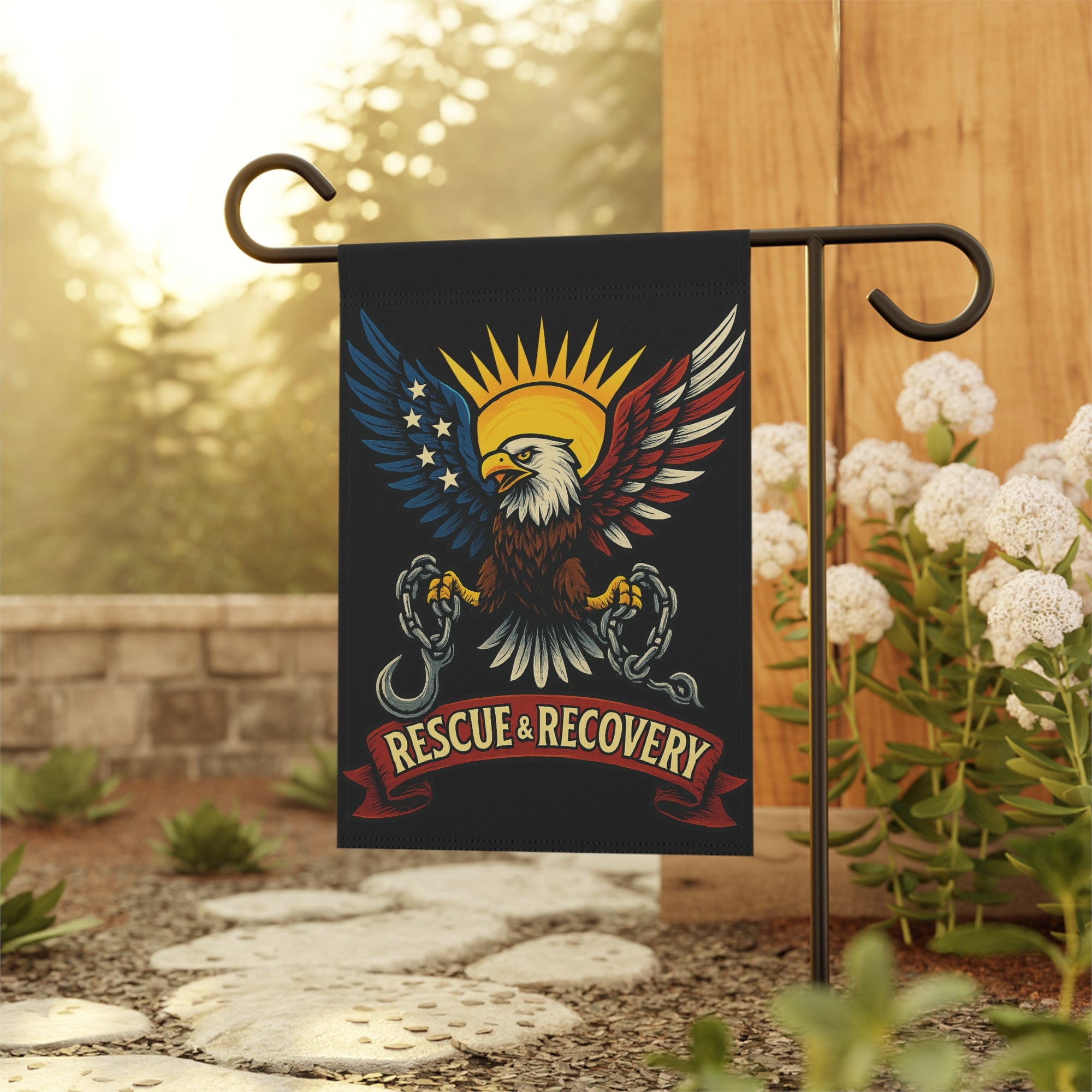 Rescue & Recovery Eagle Garden Flag - Double-side print