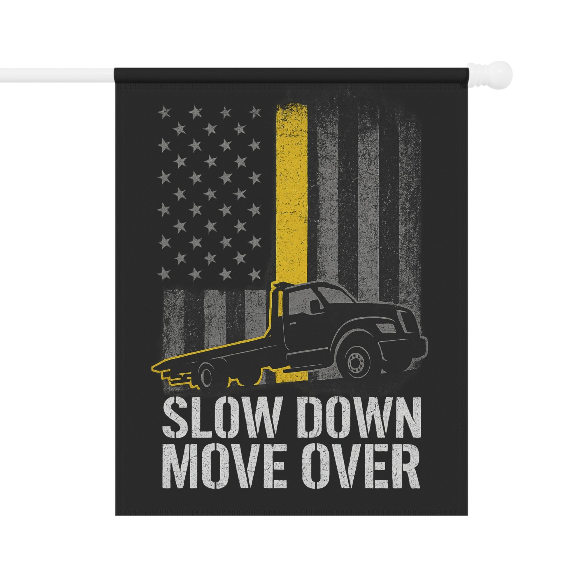 Slow Down Move Over Thin Yellow Line Garden Flag – Double-Sided Print