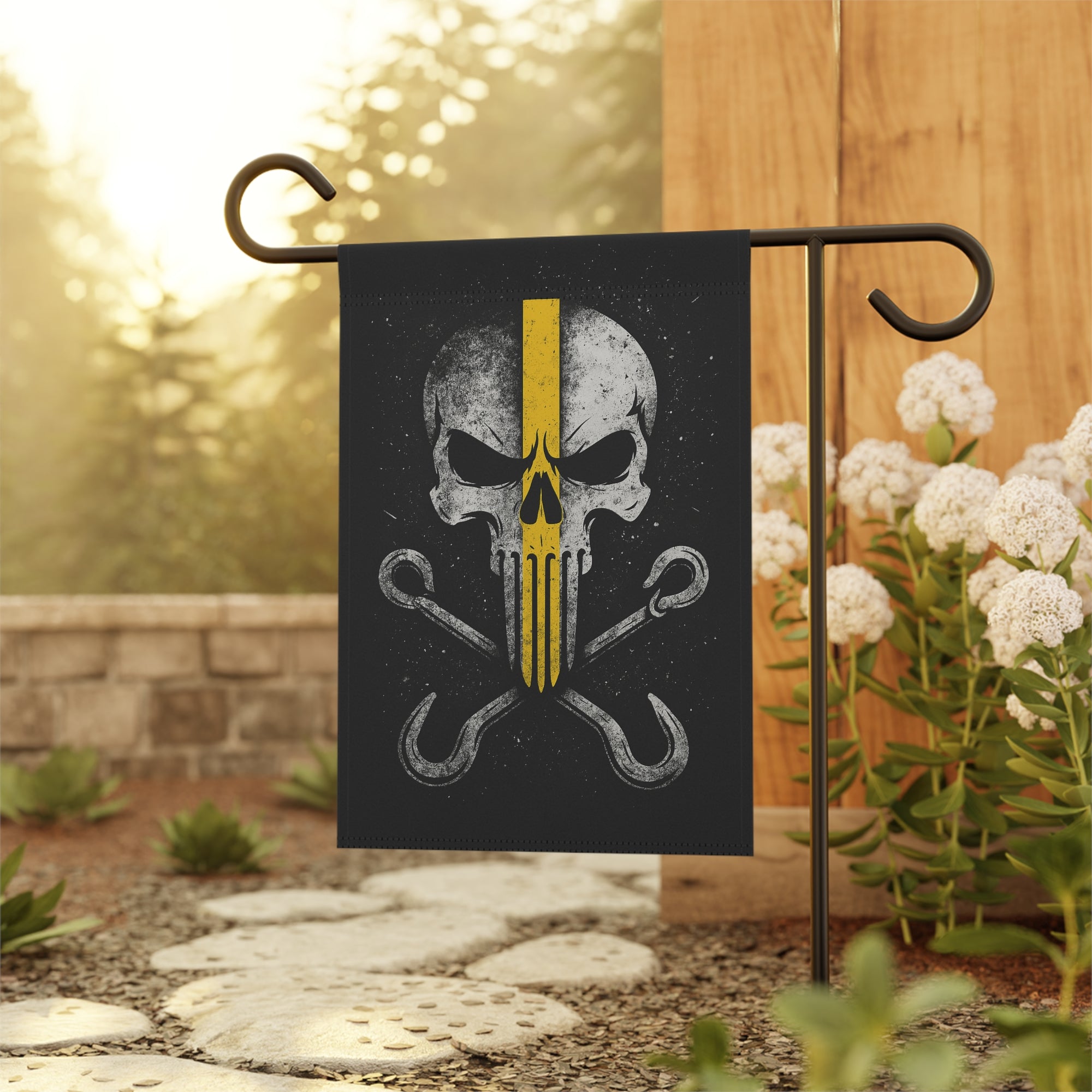 Thin Yellow Line J-Hook Garden Flag - Double-side print