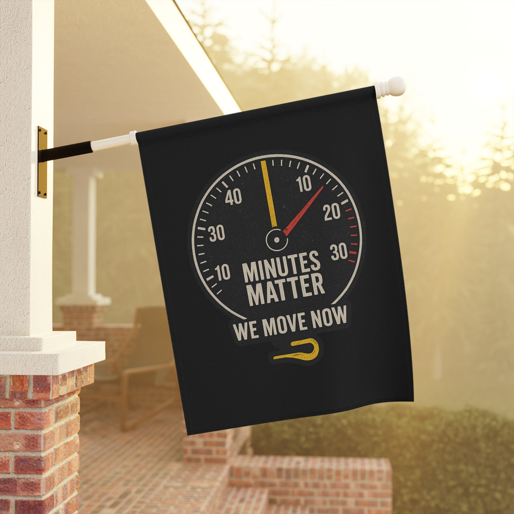 Minutes Matter Garden Flag Tow Truck Thin Yellow Line - Double-side print