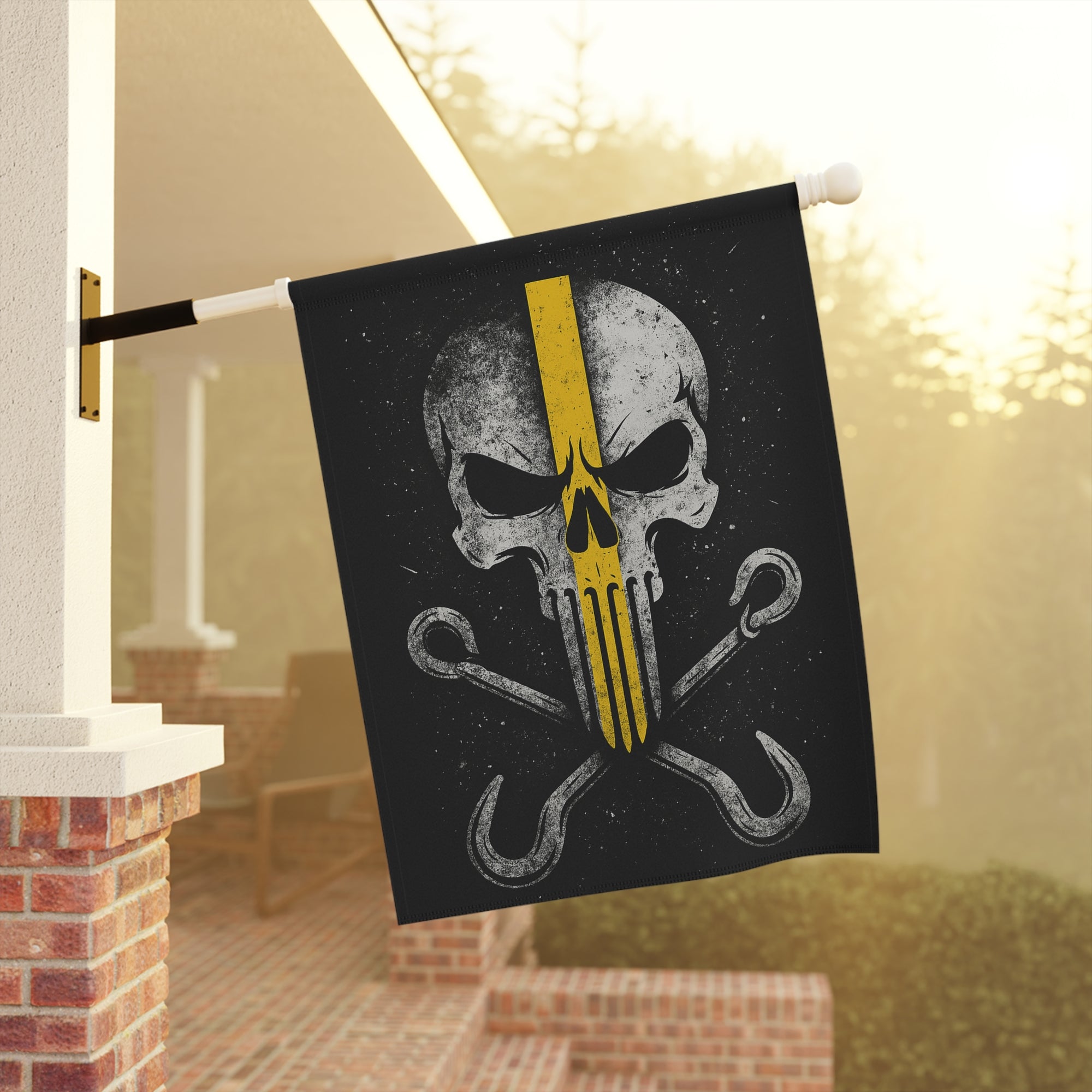 Thin Yellow Line J-Hook Garden Flag - Double-side print