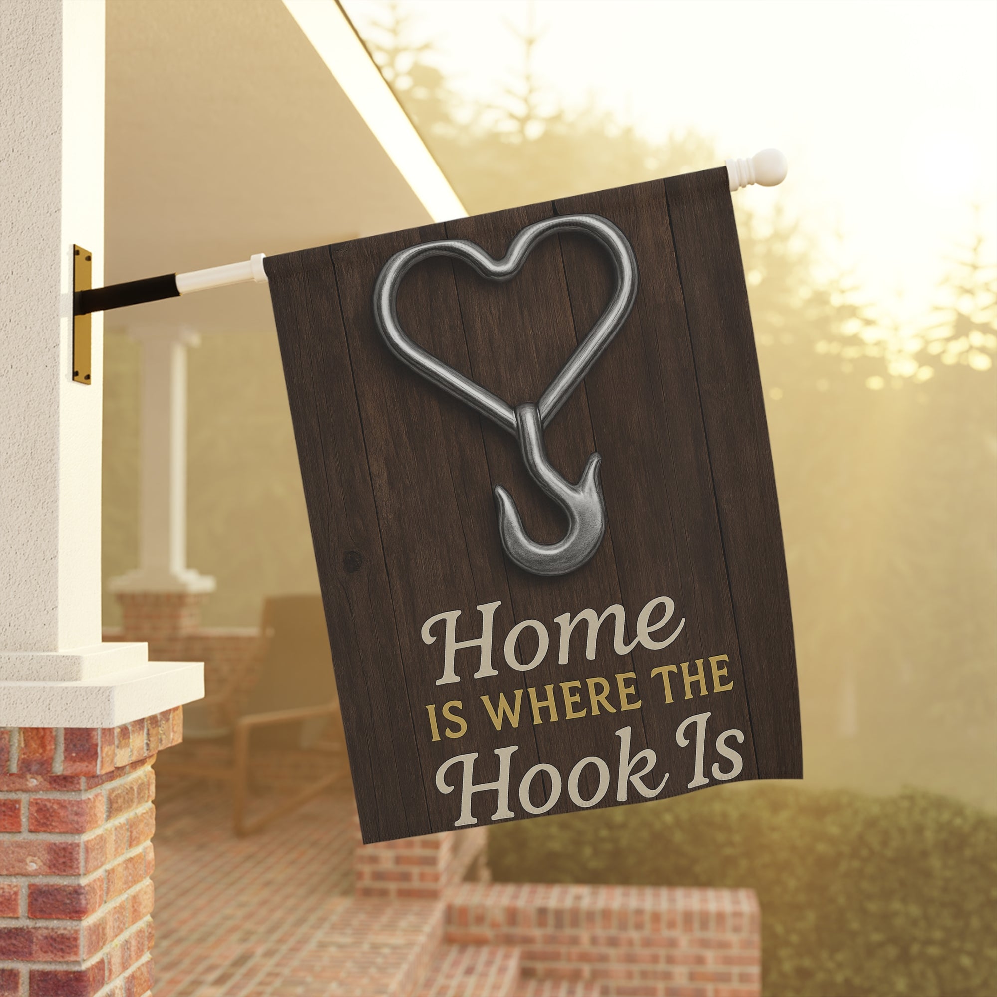 Home Is Where the Hook Is Garden Flag - Double-side print
