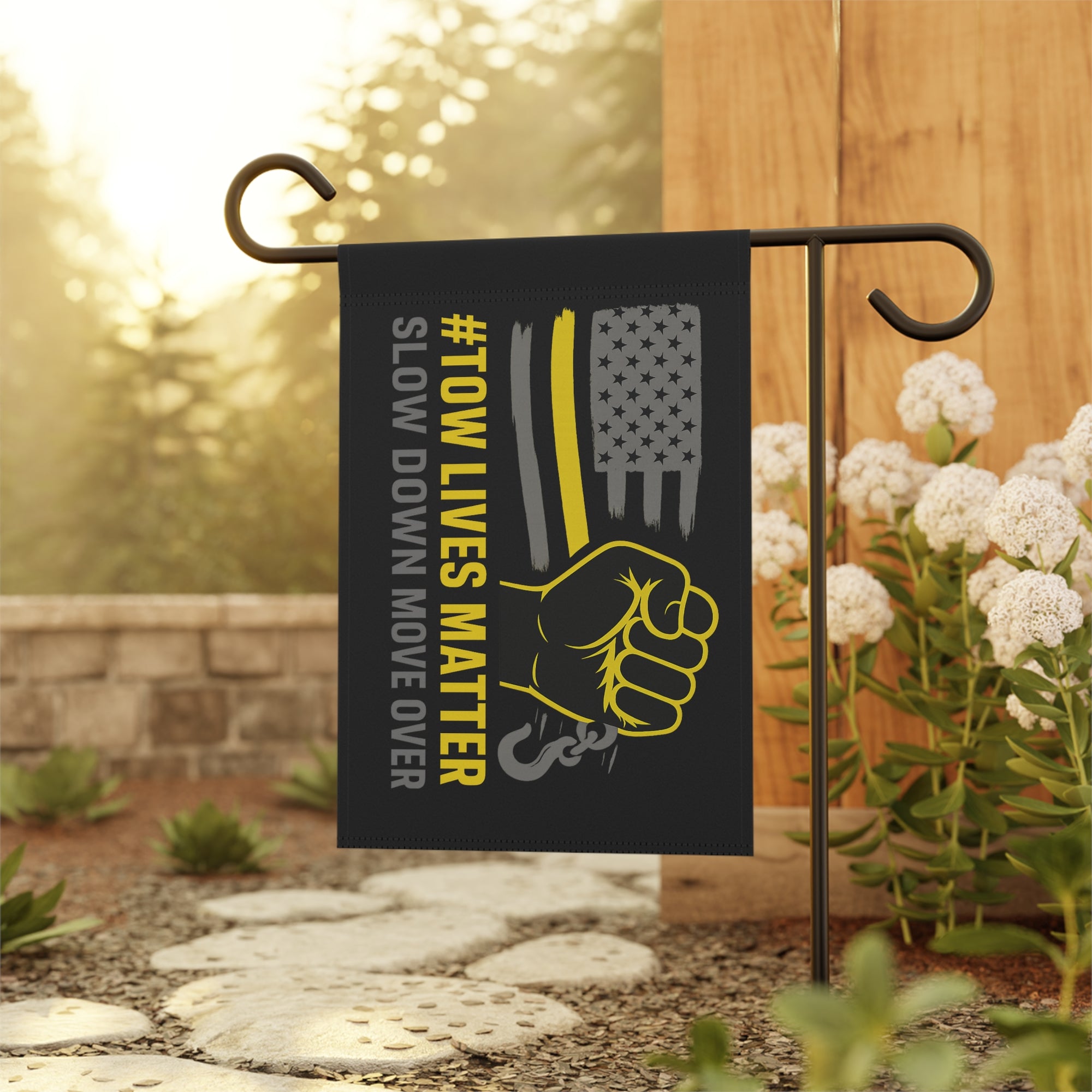 #Towlivesmatter Slow Down Move Over Garden Flag - Double-side print