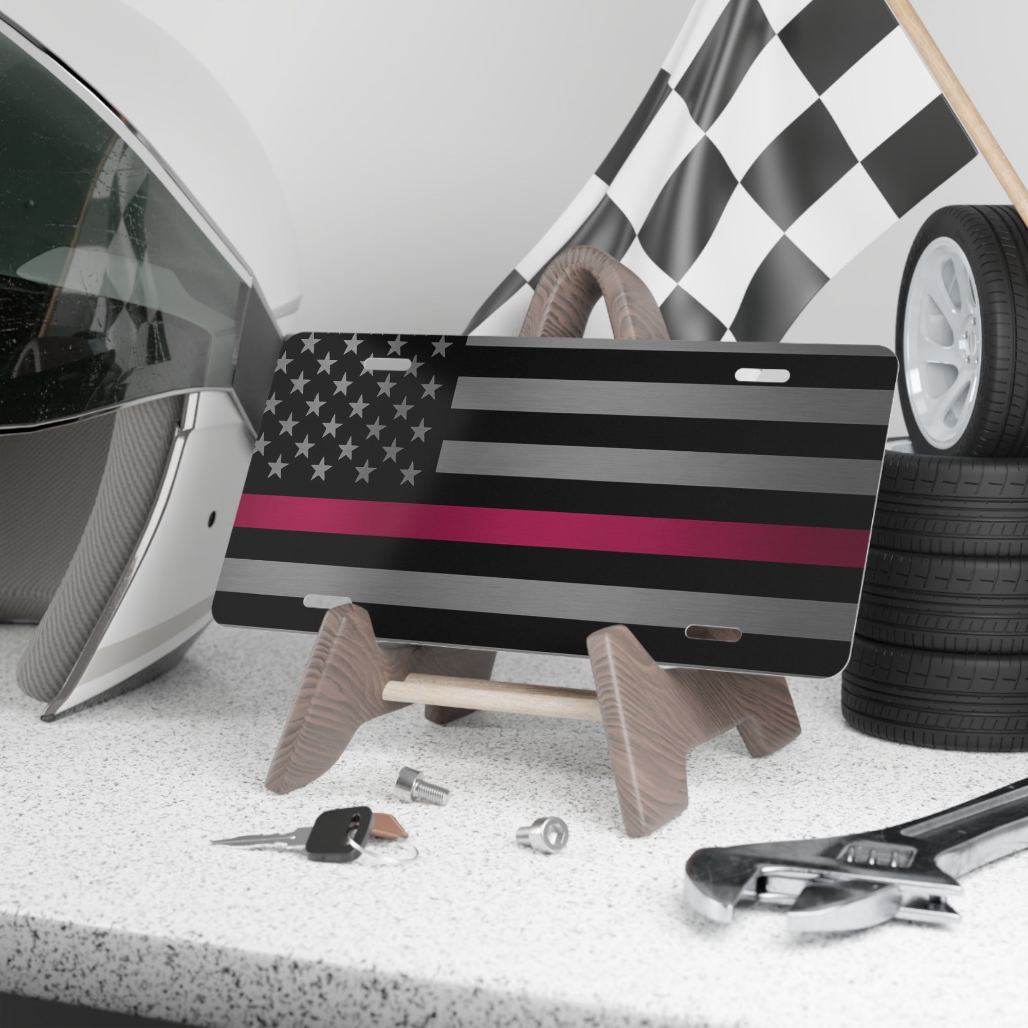 Thin Pink Line Flag Vanity Plate