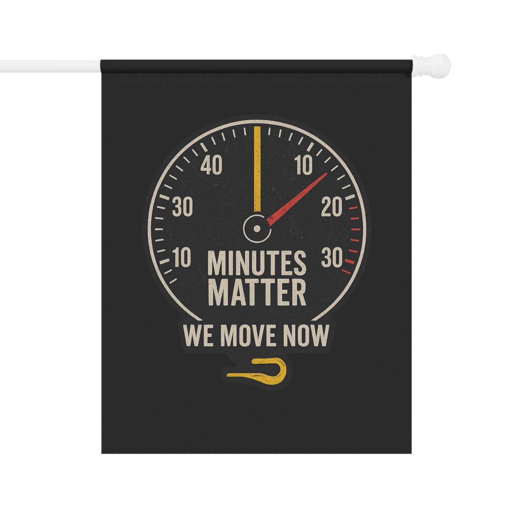 Minutes Matter Garden Flag Tow Truck Thin Yellow Line - Double-side print