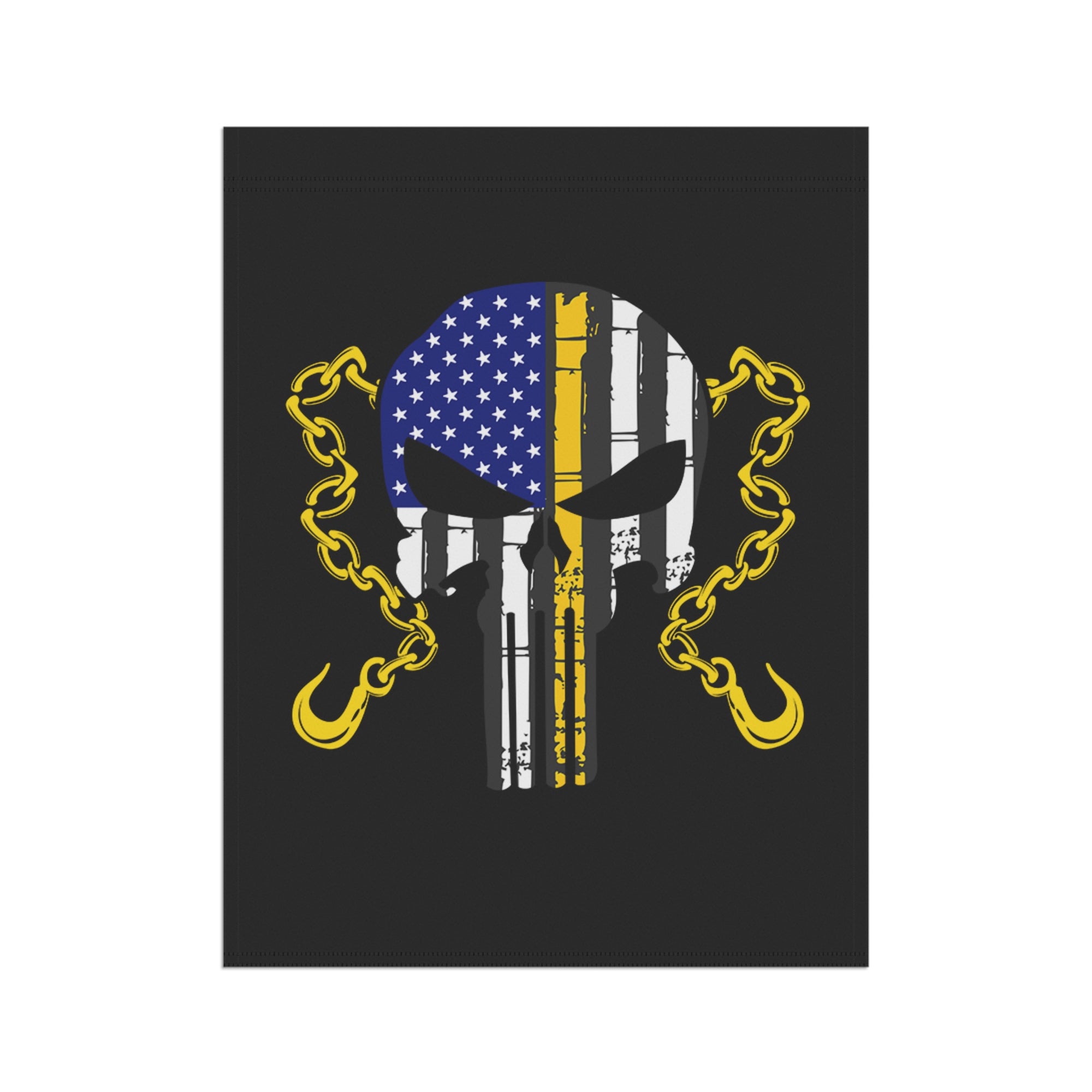 Thin Yellow Line with Chains & Hooks Garden Flag - Double-side print