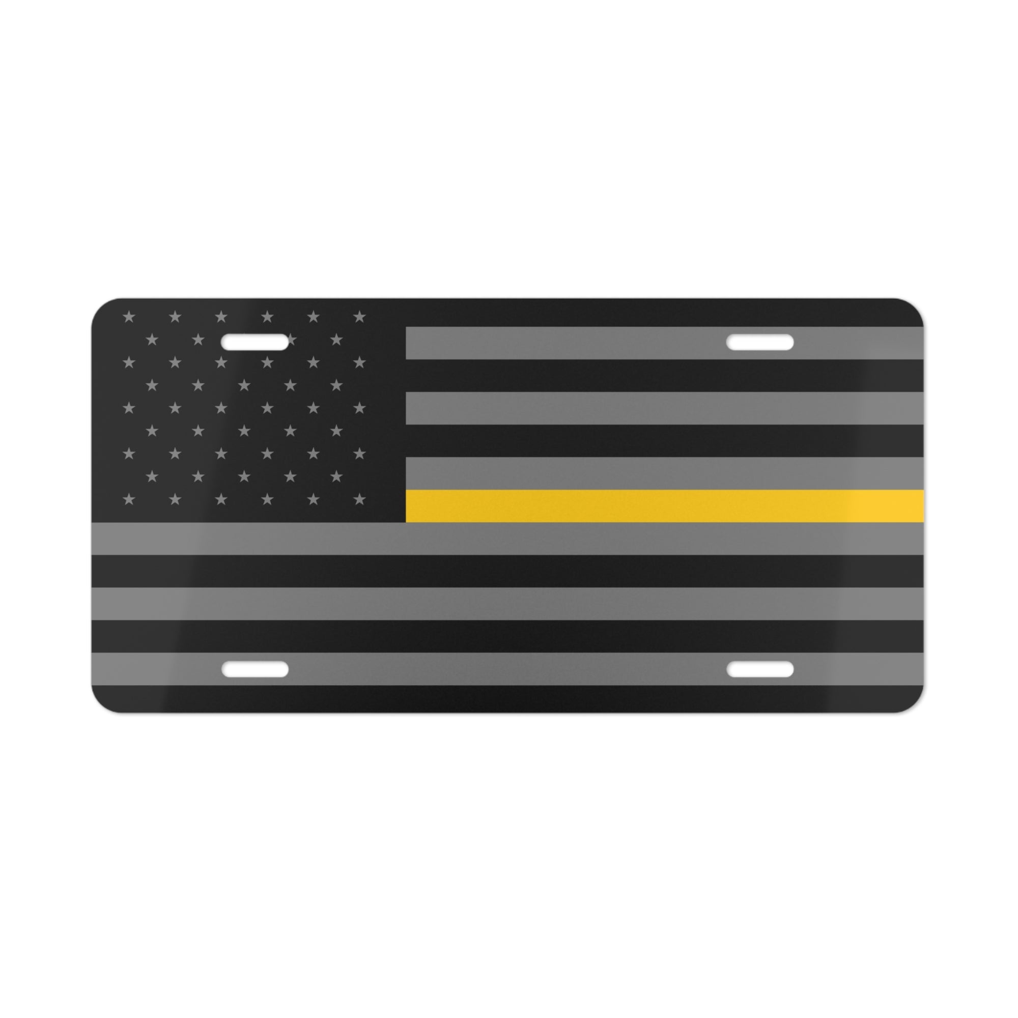 Thin Yellow Line American Flag License Plate
