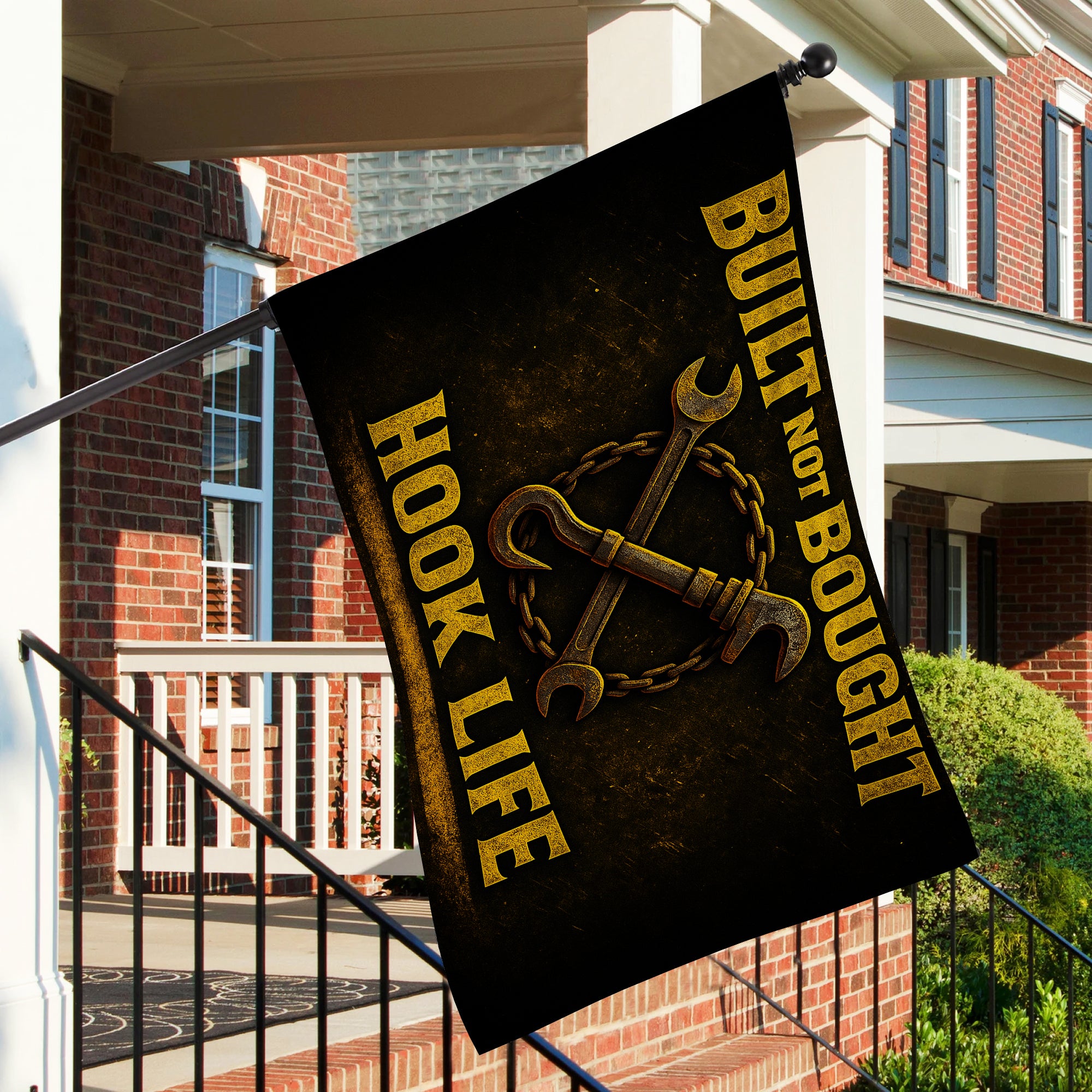Hook Life Built Not Bought – Double Sided Tow Flag