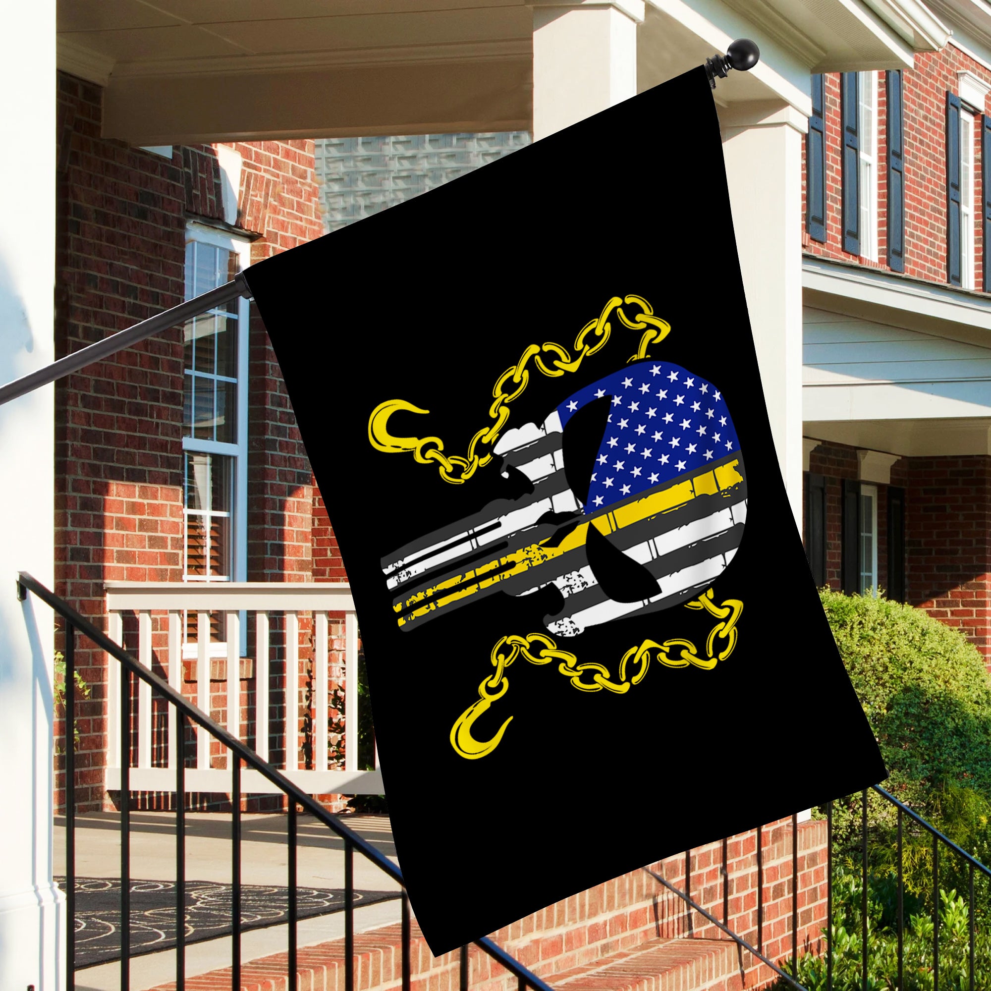 Hook & Chain Skull Flag – Tow Life USA Design – Double Sided Print