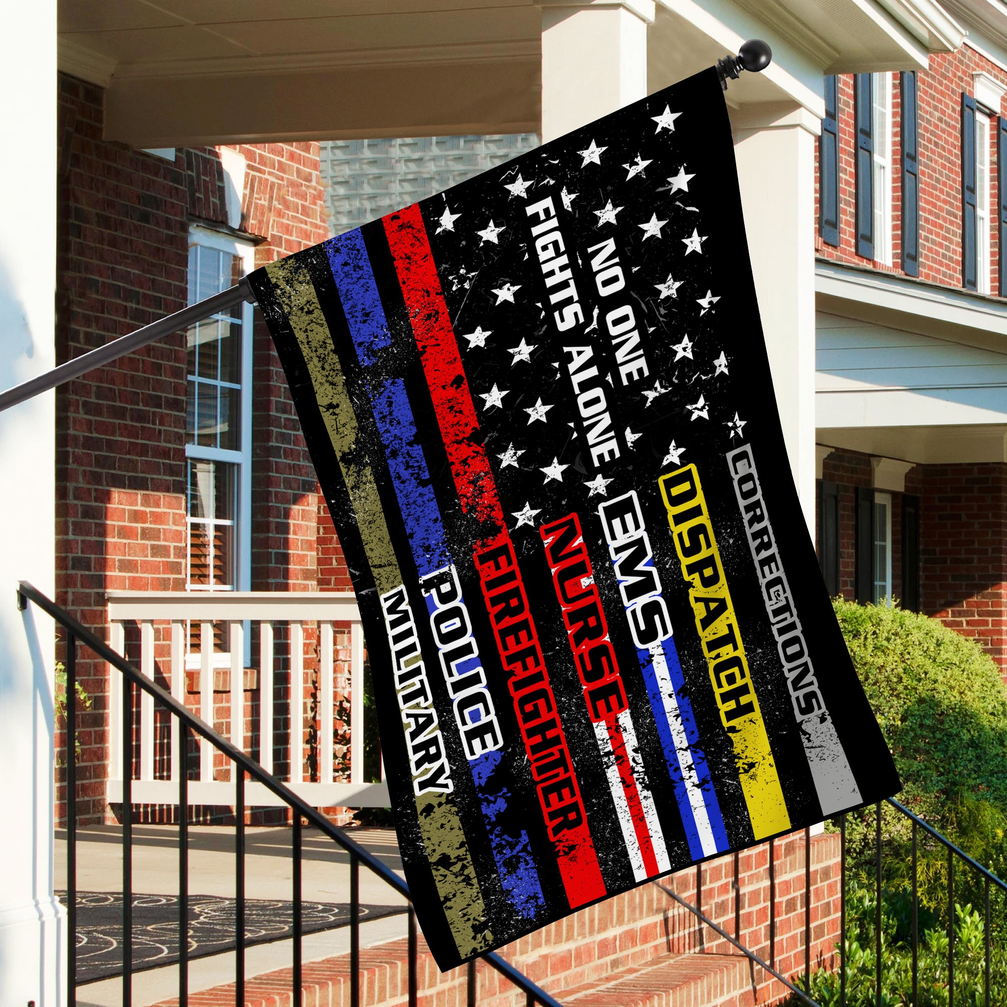 First Responder Flag – No One Fights Alone – Double Sided Print