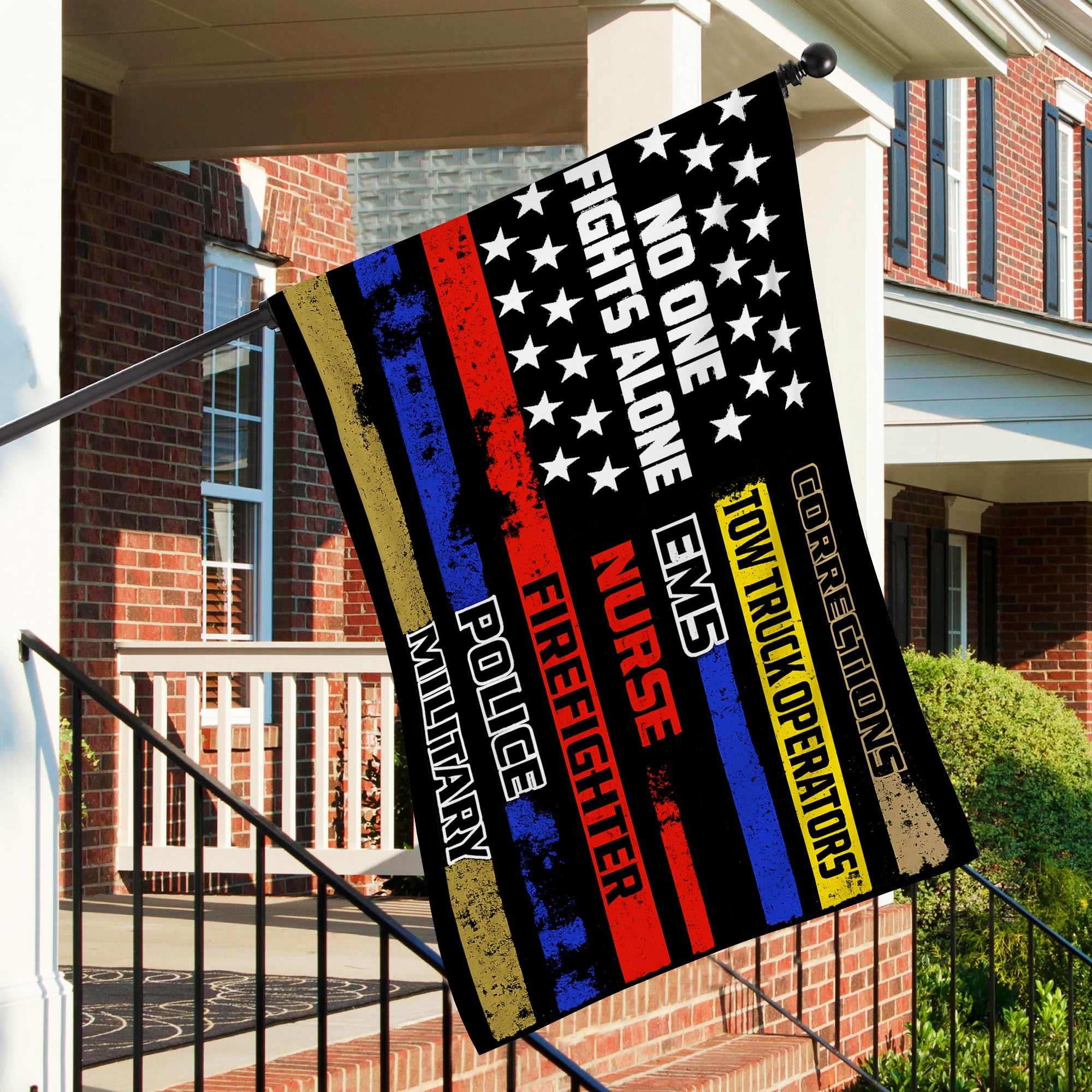 No One Fights Alone American Flag – Tribute to All Who Serve – Double Sided