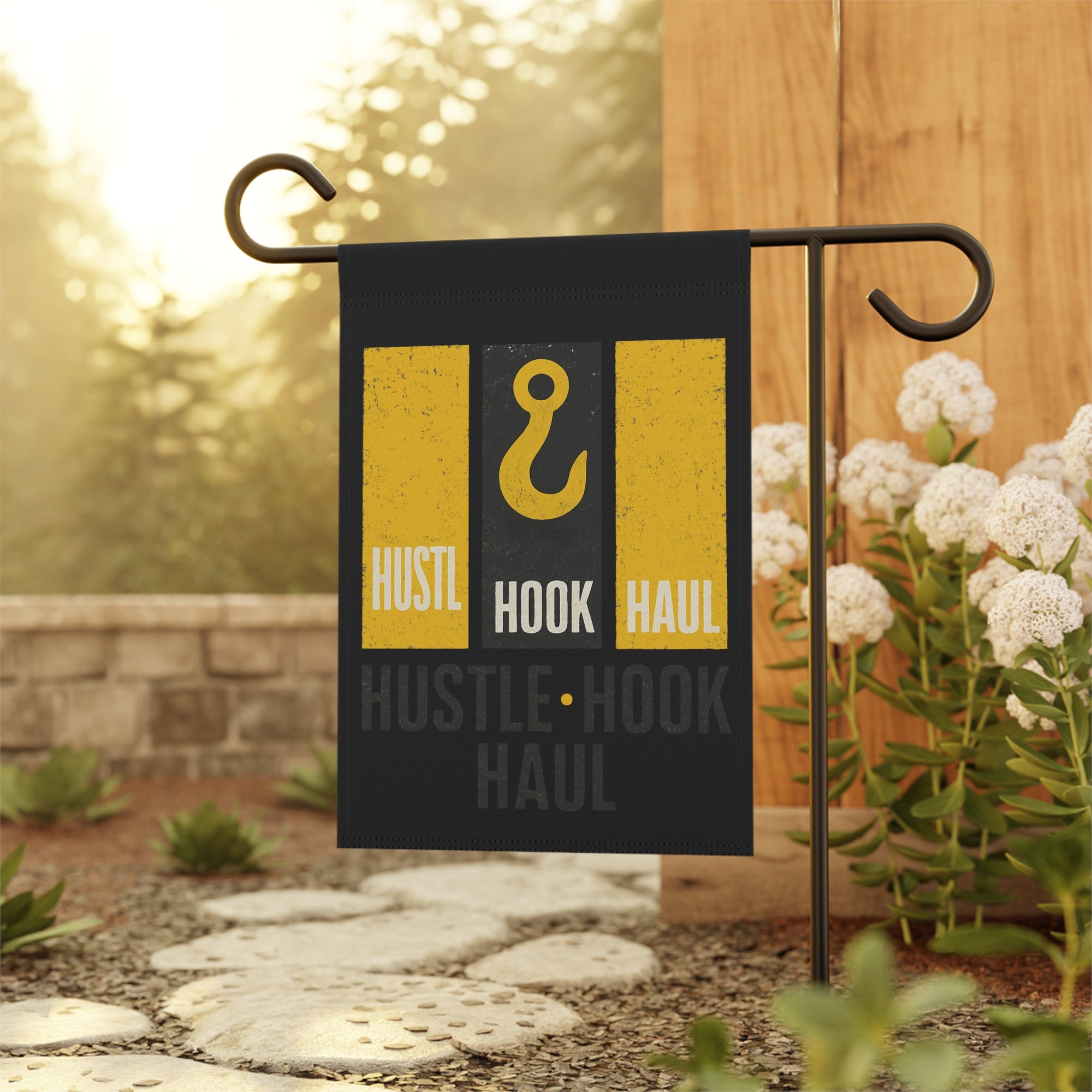 Hustle Hook Haul Garden Flag - Double-side print