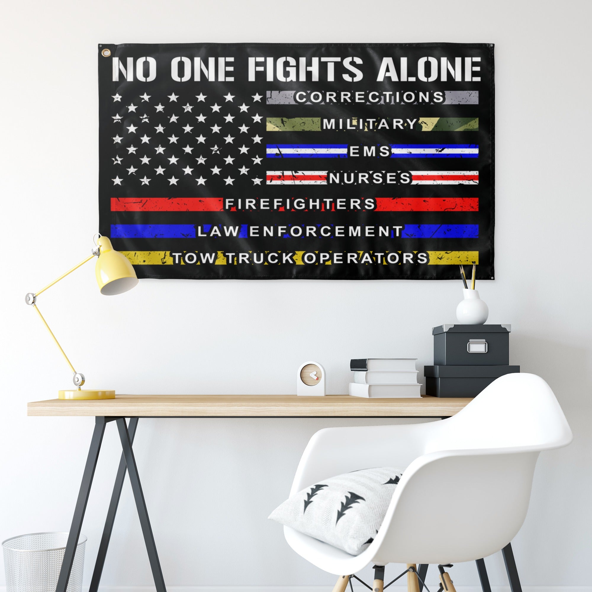 Support Heroes Flag – Tow, EMS, Fire, Police – Double Sided Print