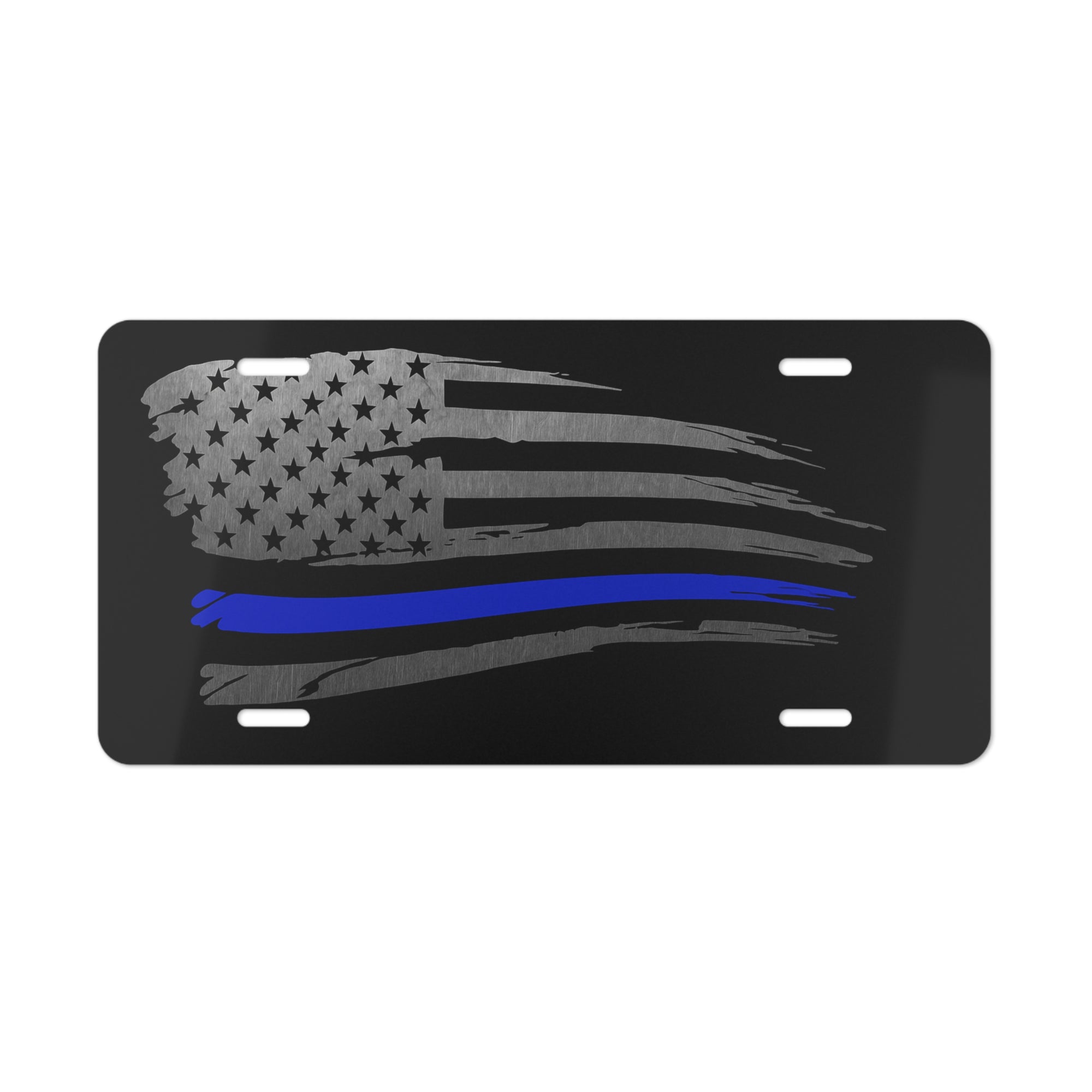 Thin Blue Line Brush Flag Vanity Plate