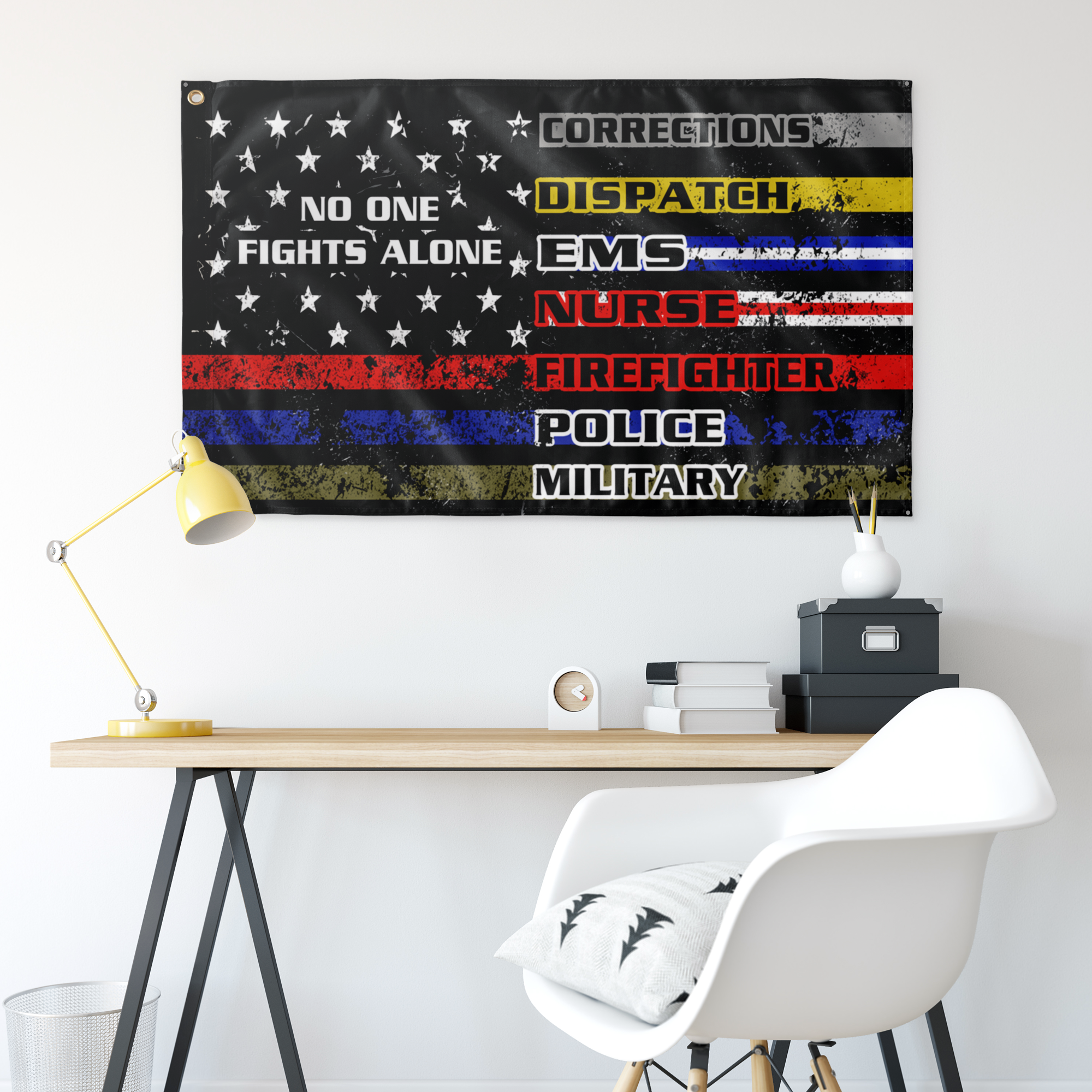 First Responder Flag – No One Fights Alone – Double Sided Print