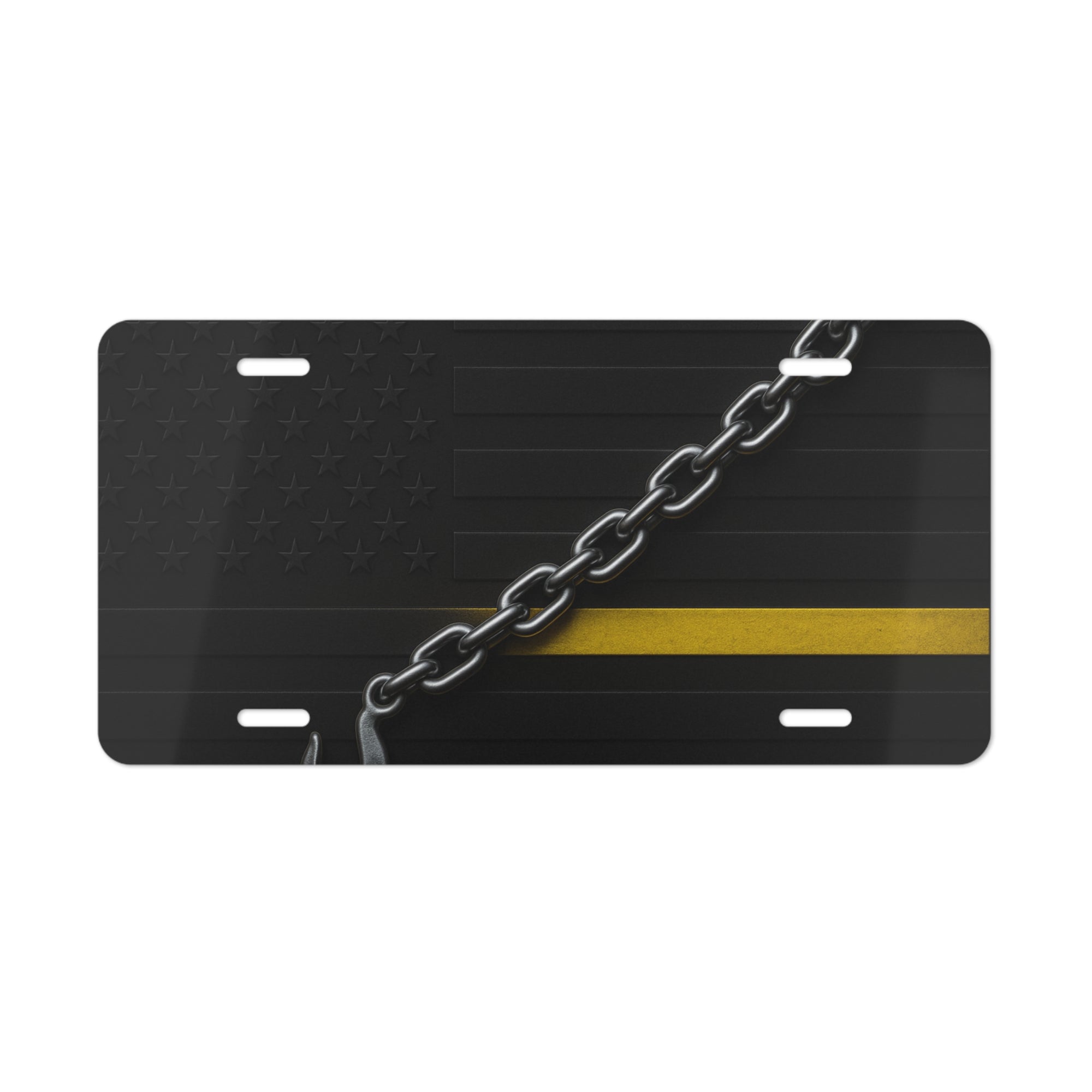 Thin Yellow Line J Hook Vanity Plate