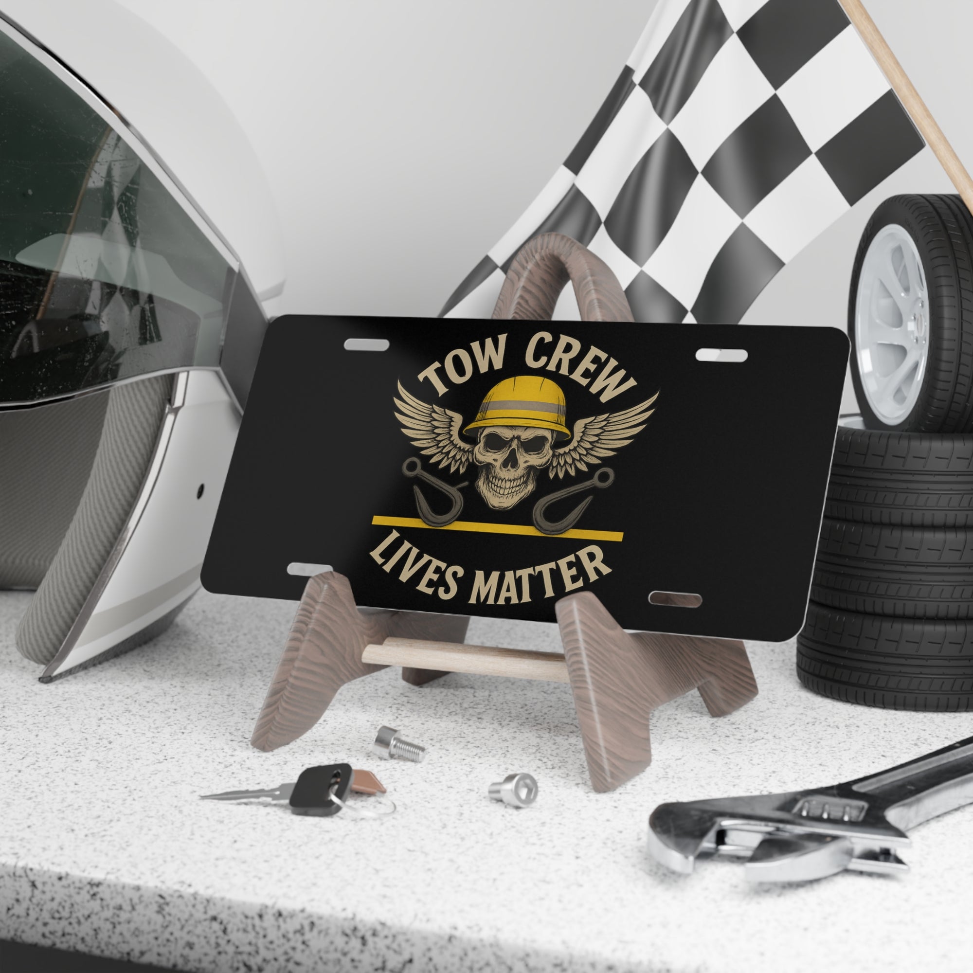 Tow Crew Lives Matter – Winged Skull & Hooks Vanity Plate