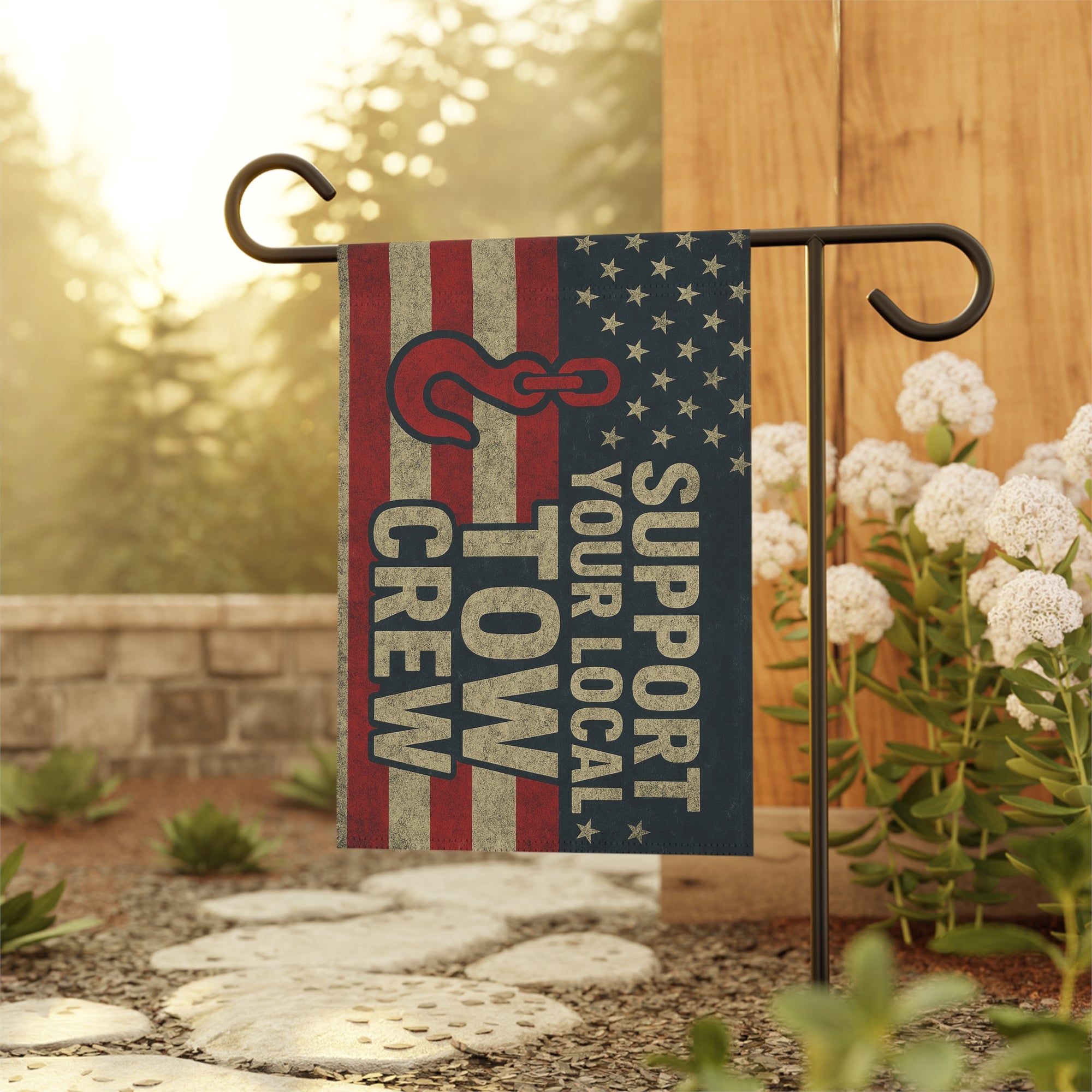 Support Your Local Tow Crew Garden Flag - Double-side print