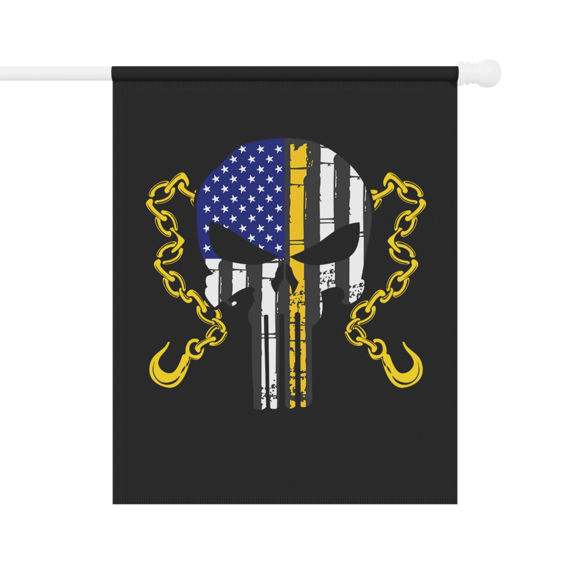 Thin Yellow Line with Chains & Hooks Garden Flag - Double-side print