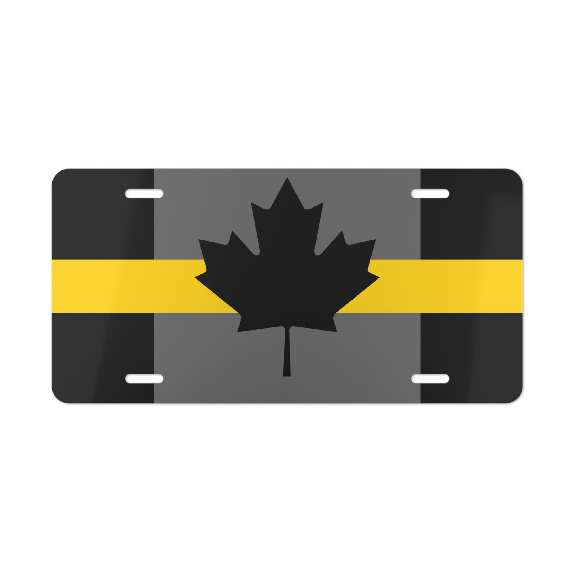 Thin Yellow Line Canada Maple Leaf Vanity Plate