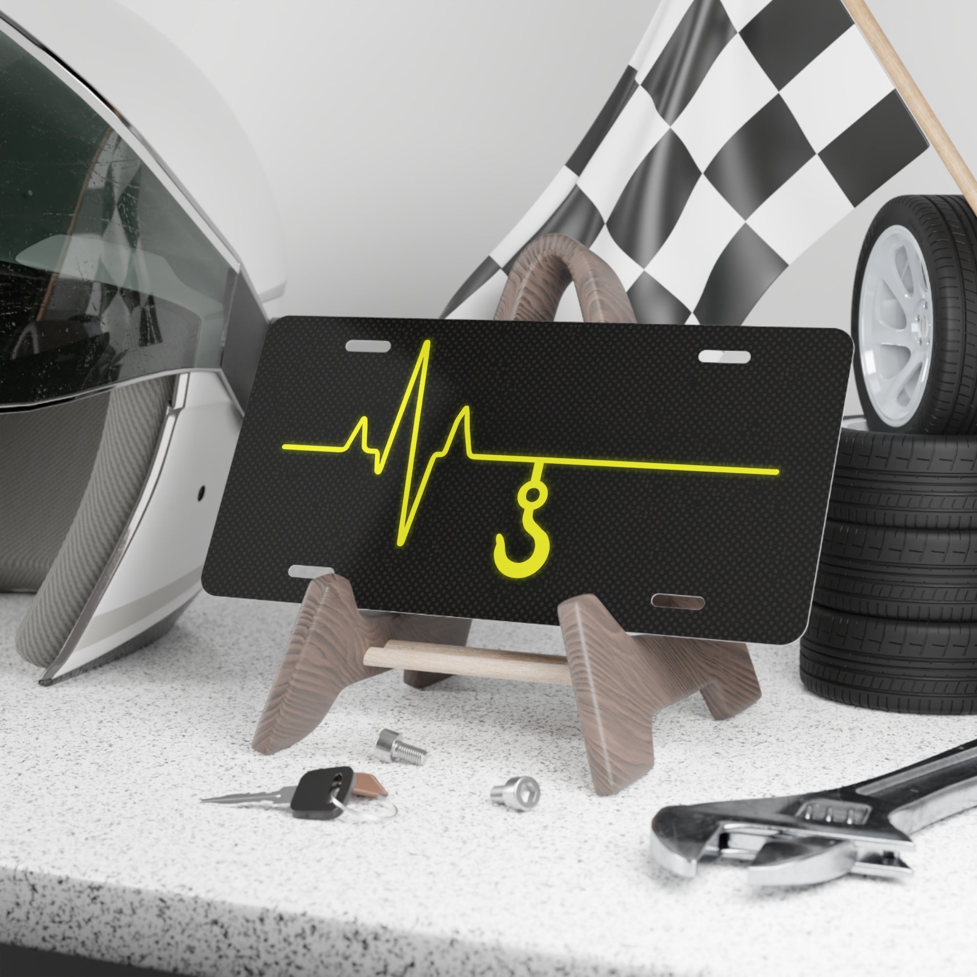 Heartbeat Tow Hook - Thin Yellow Line Vanity Plate