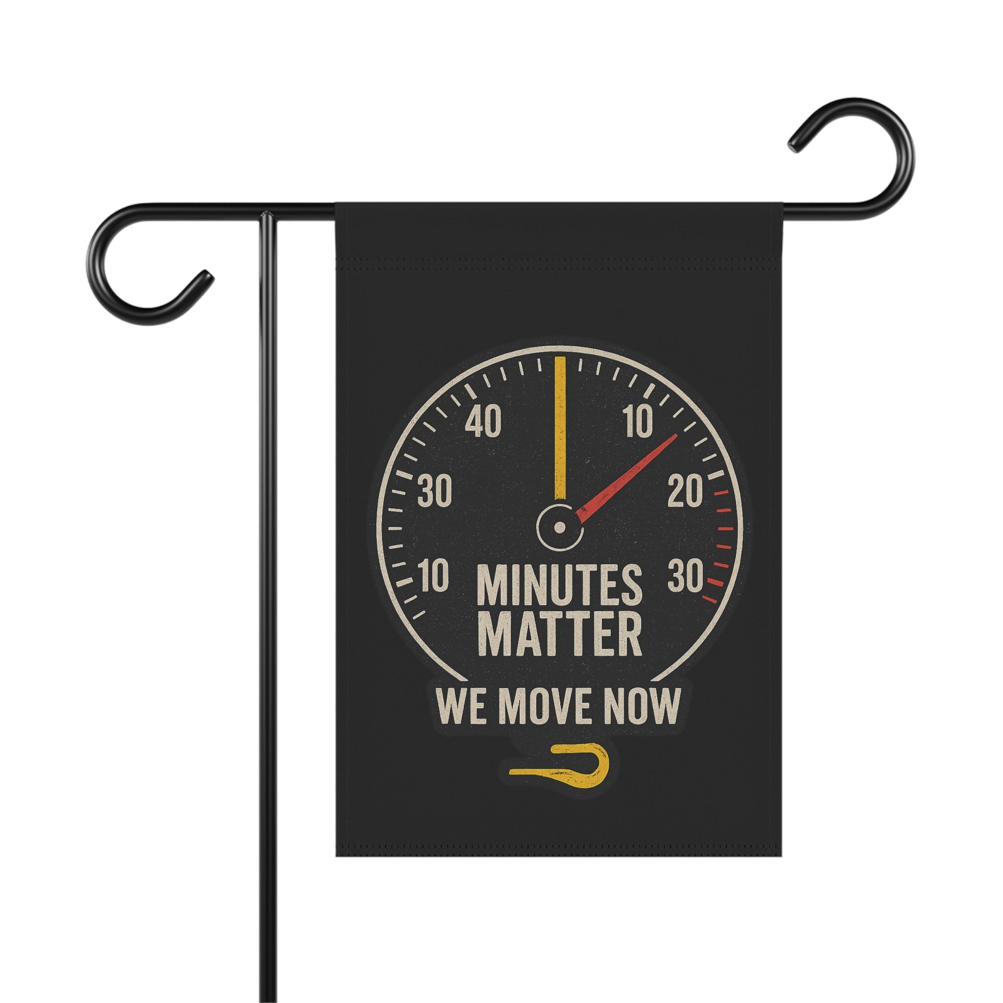 Minutes Matter Garden Flag Tow Truck Thin Yellow Line - Double-side print