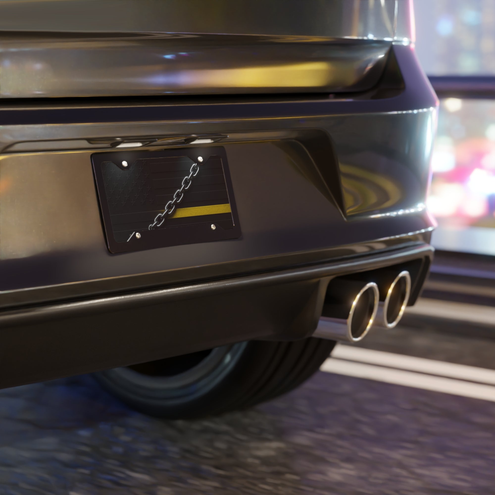 Thin Yellow Line J Hook Vanity Plate