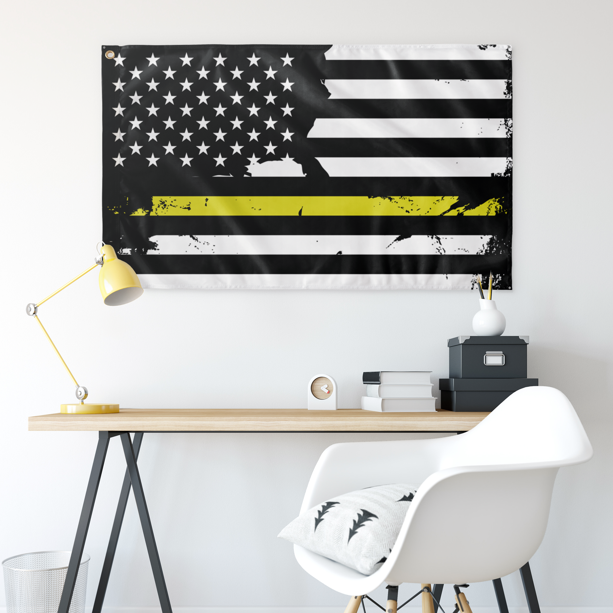 Grunge Yellow Line Flag – American Tow Operator Tribute Double Sided Print