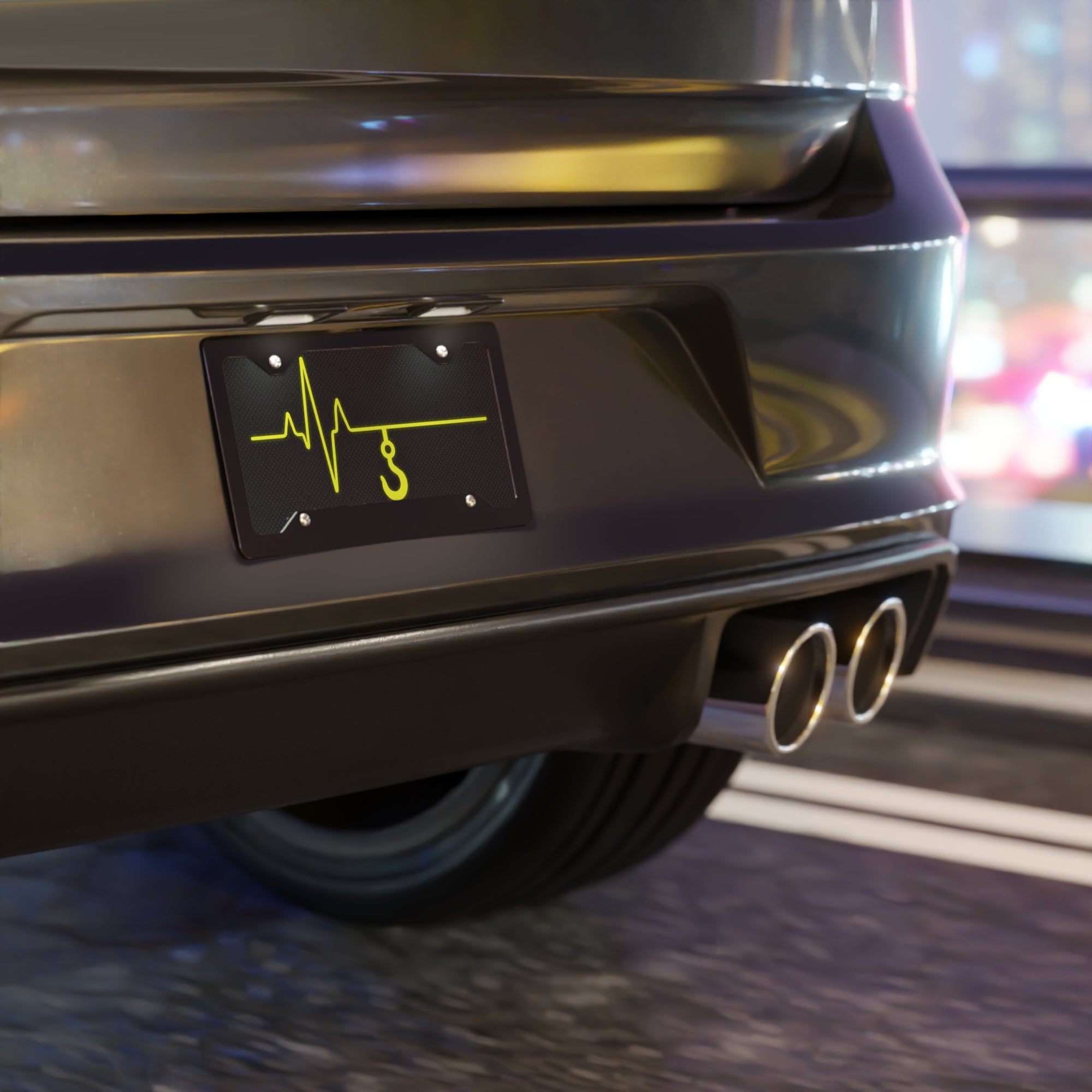 Heartbeat Tow Hook - Thin Yellow Line Vanity Plate