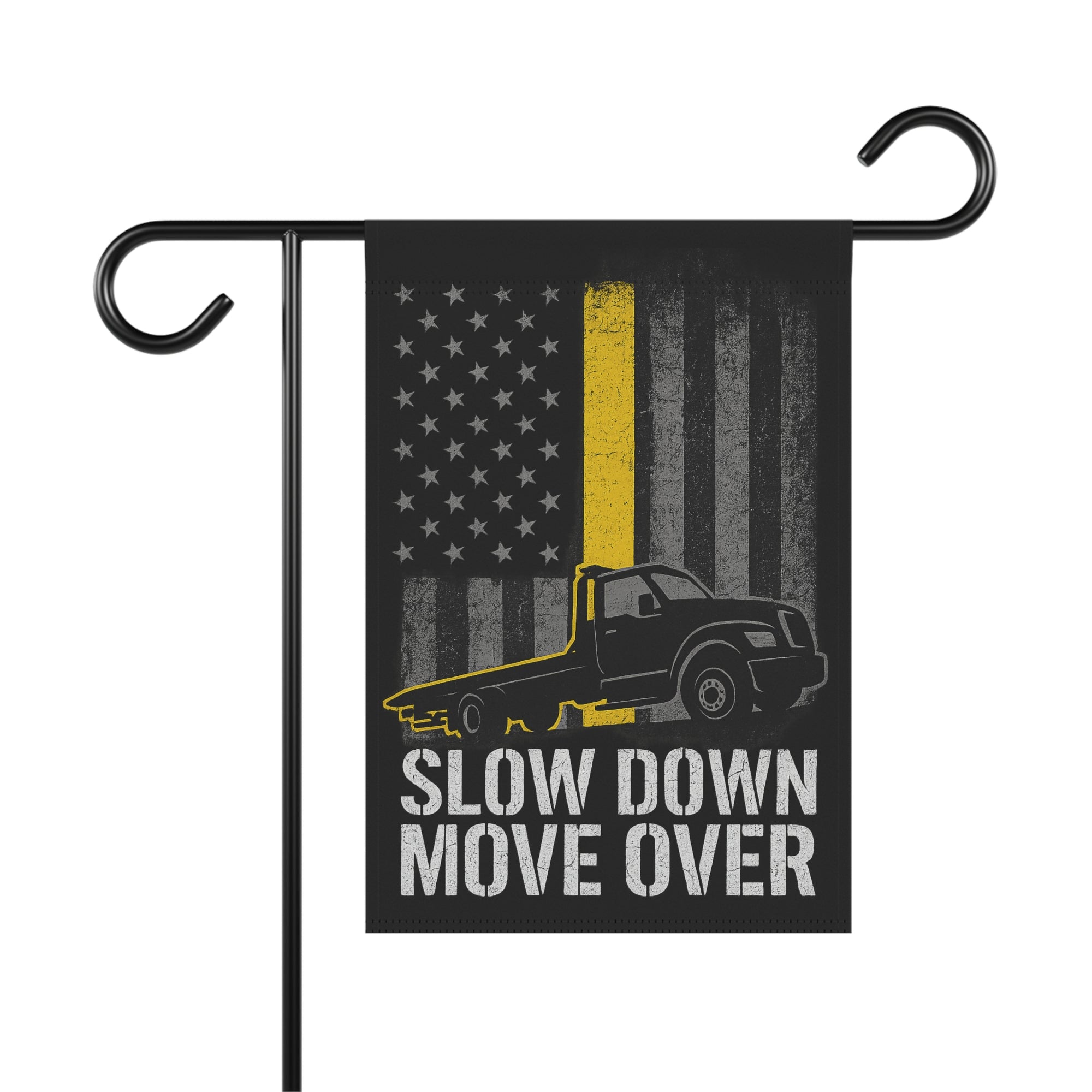 Slow Down Move Over Thin Yellow Line Garden Flag – Double-Sided Print