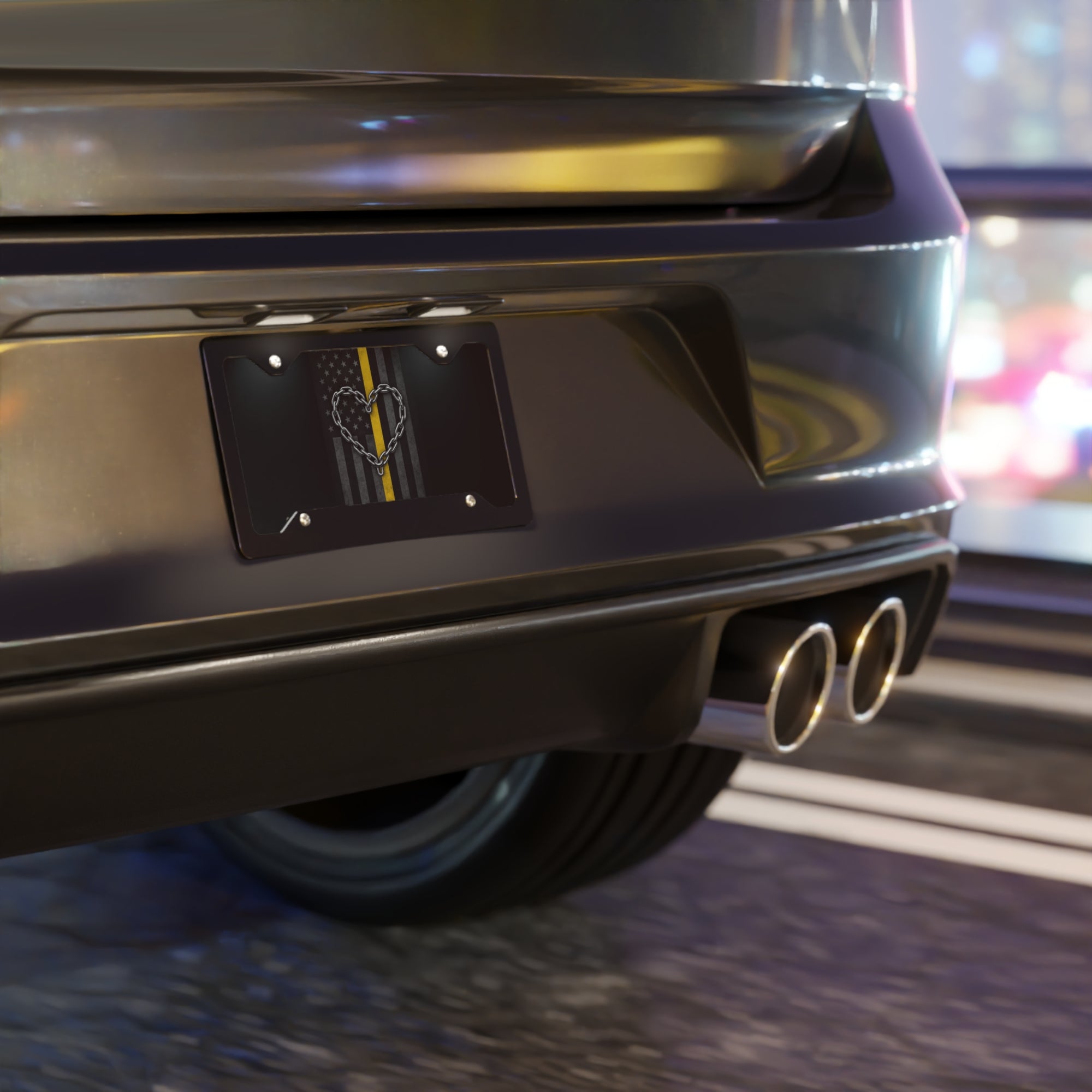Heart of the Thin Yellow Line License Plate
