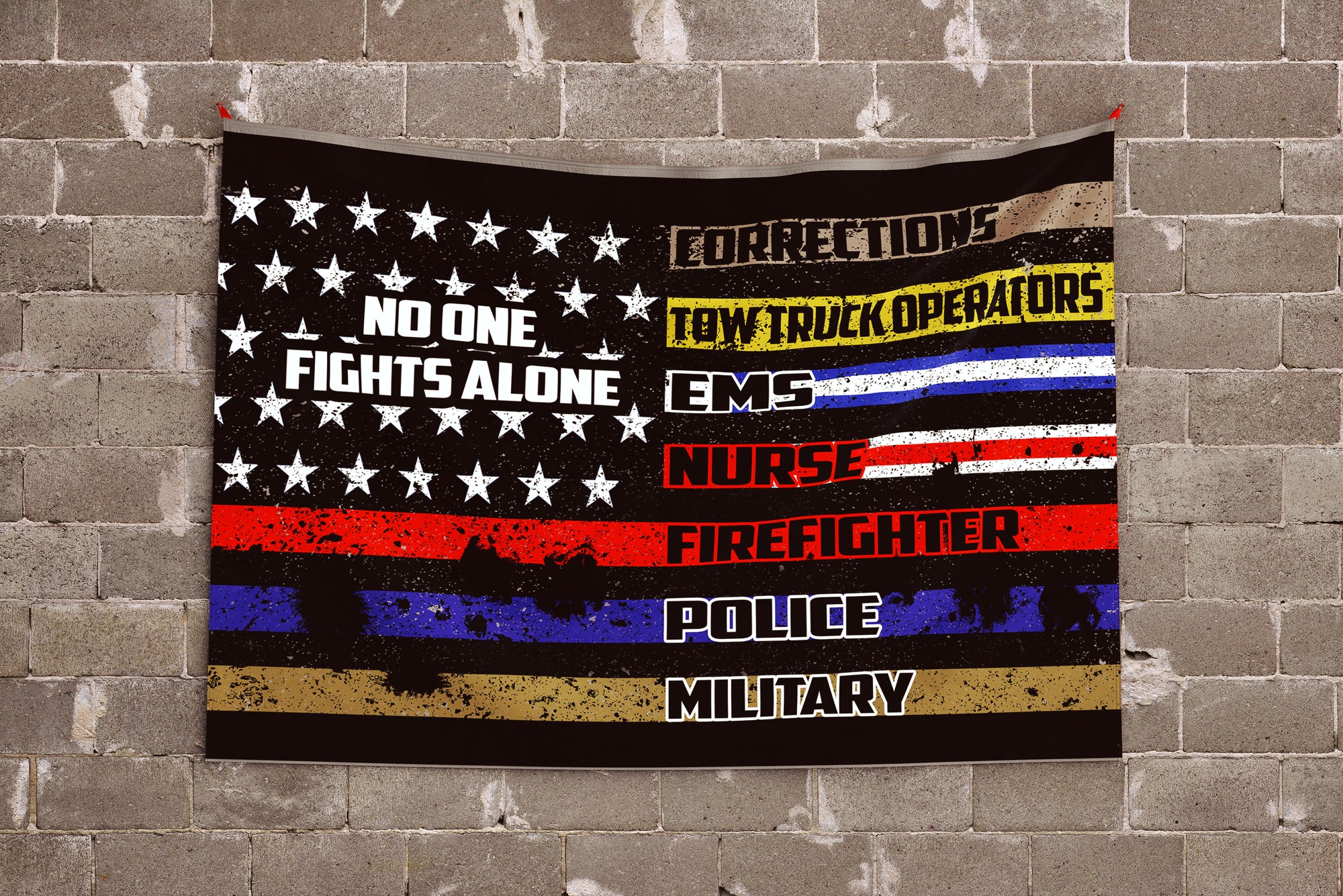 No One Fights Alone American Flag – Tribute to All Who Serve – Double Sided