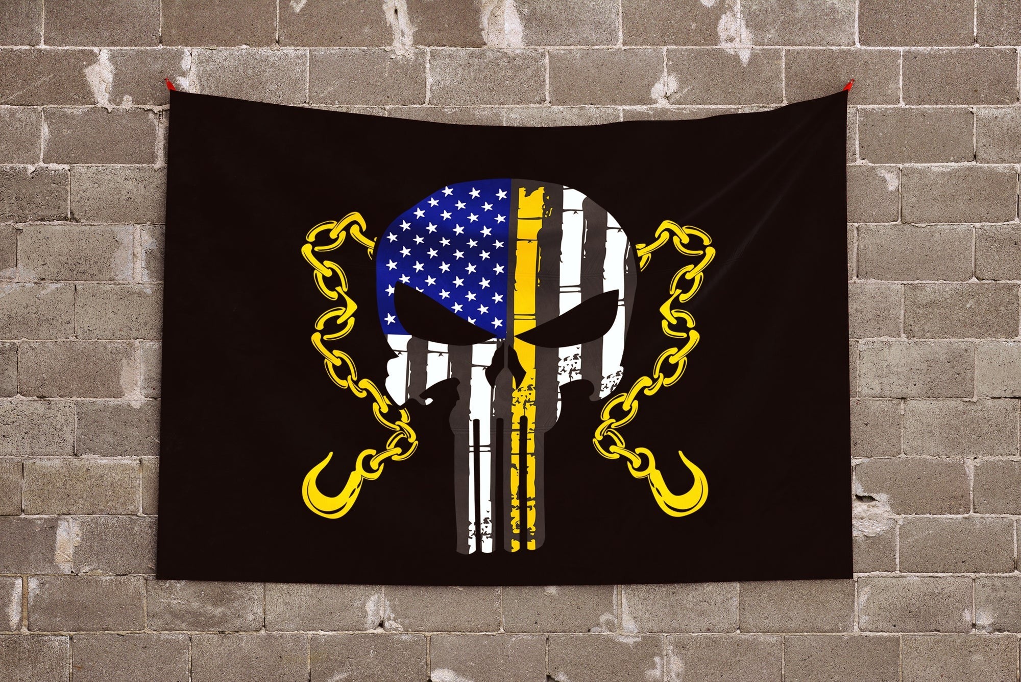 Hook & Chain Skull Flag – Tow Life USA Design – Double Sided Print
