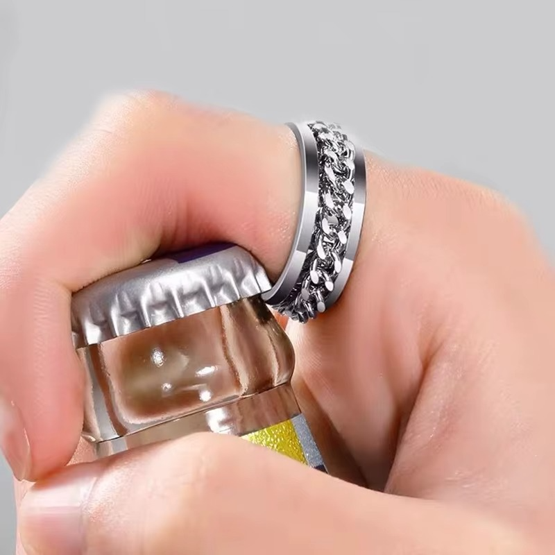 Black and Gold Chain Link Ring – Durable Comfort Fit Band