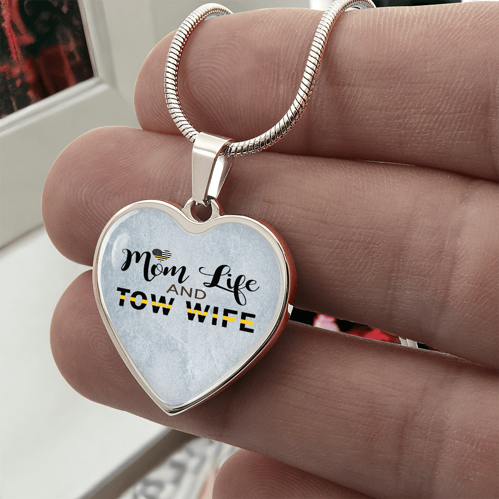 Mom Life Tow Wife Luxury  Heart Necklace