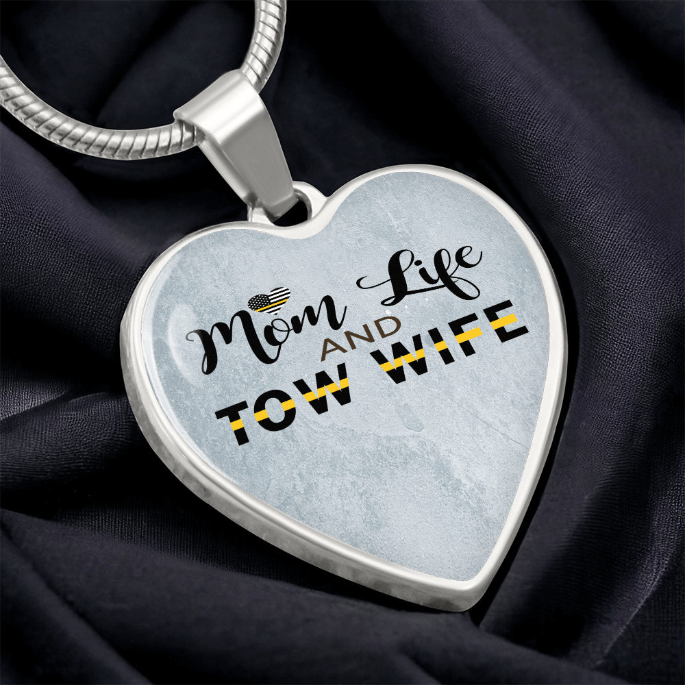Mom Life Tow Wife Luxury  Heart Necklace