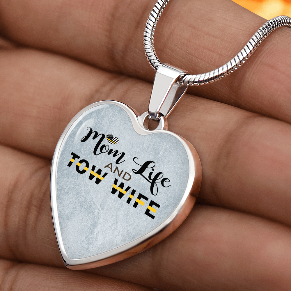 Mom Life Tow Wife Luxury  Heart Necklace