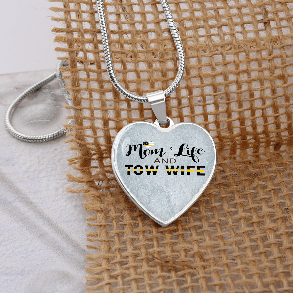 Mom Life Tow Wife Luxury  Heart Necklace