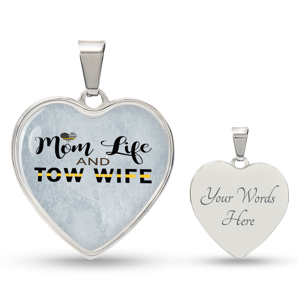 Mom Life Tow Wife Luxury  Heart Necklace