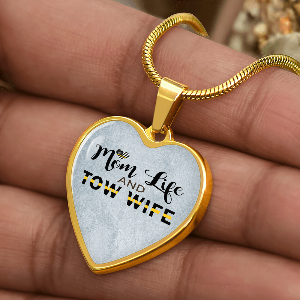 Mom Life Tow Wife Luxury  Heart Necklace