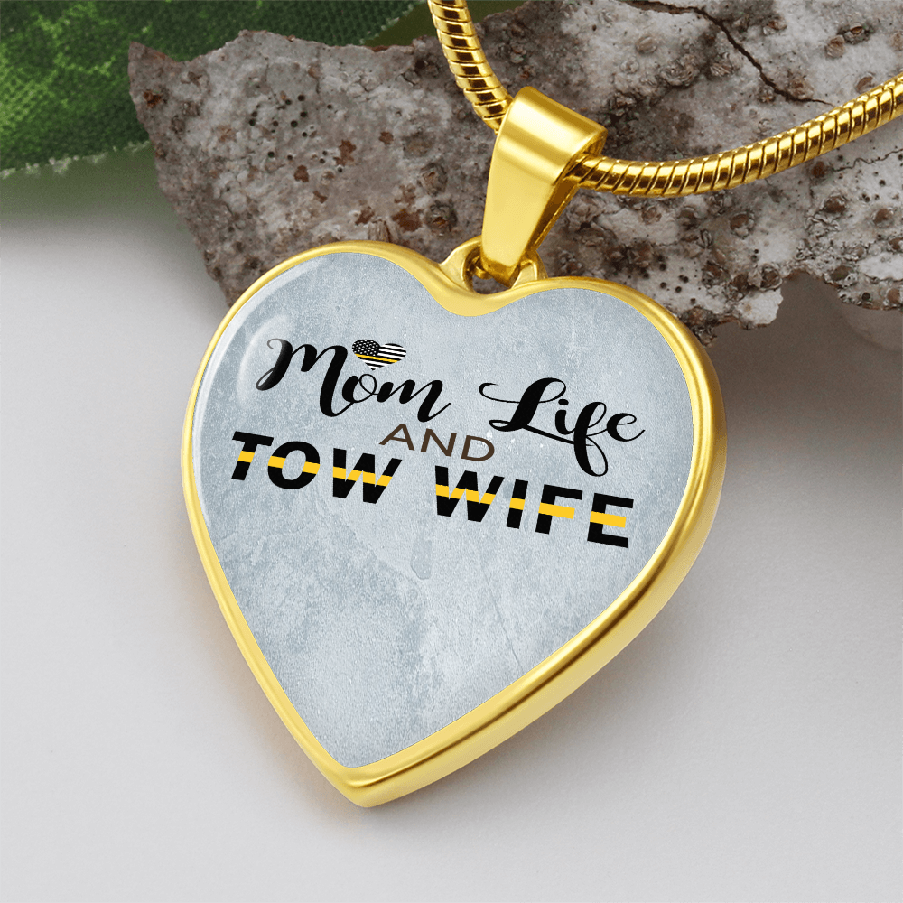 Mom Life Tow Wife Luxury  Heart Necklace