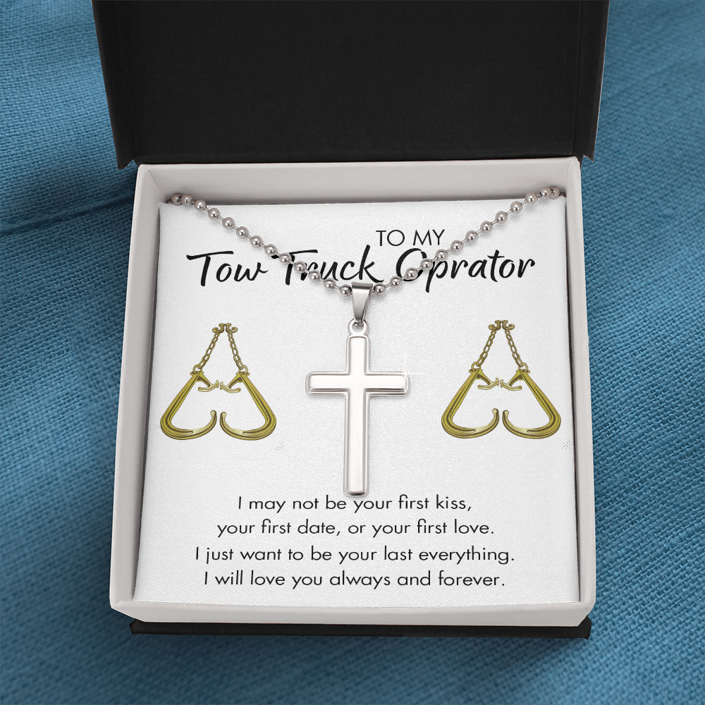 To My Tow Truck Operator Cross Necklace Gift Set
