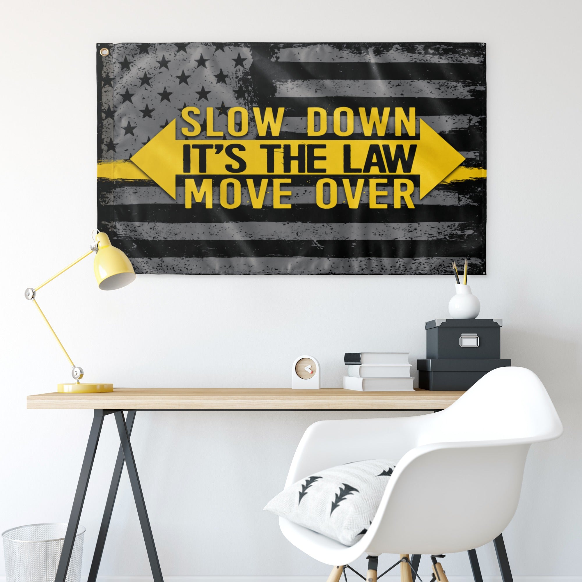 Slow Down It's The Law Move Over – Sided Tow Flag